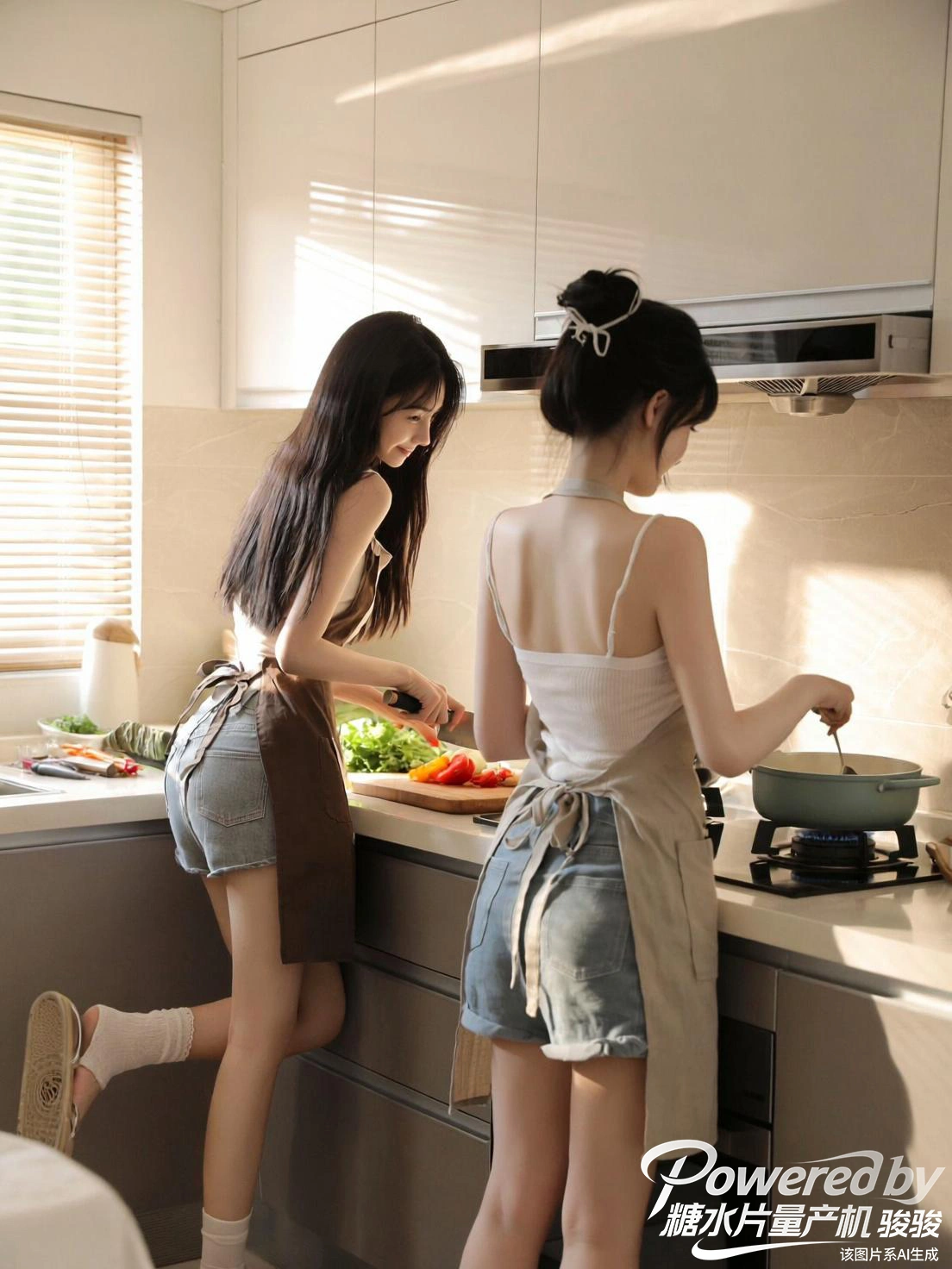 阳光把厨房切成温柔的碎片