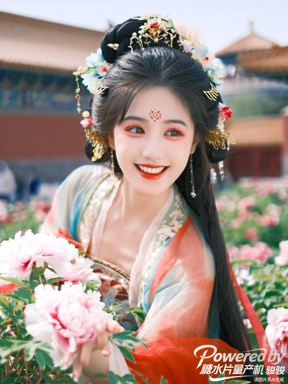 夜色游园，她执一捧流光花火