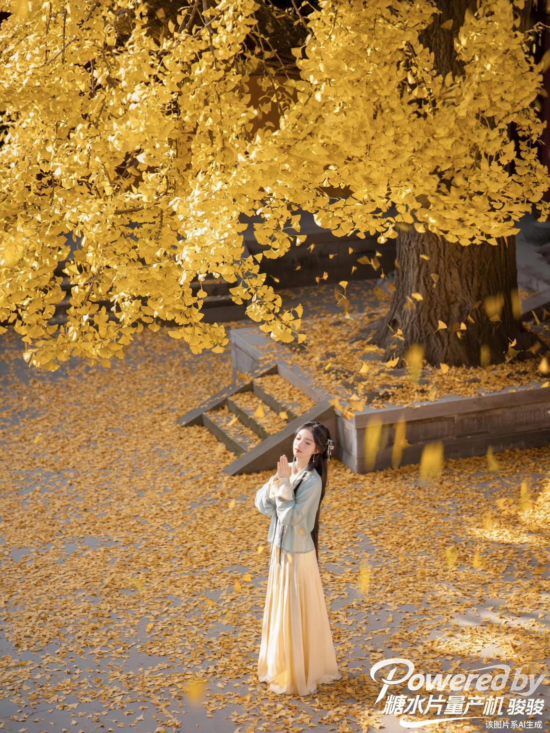金杏叶落满径，把季节的浪漫穿在身上