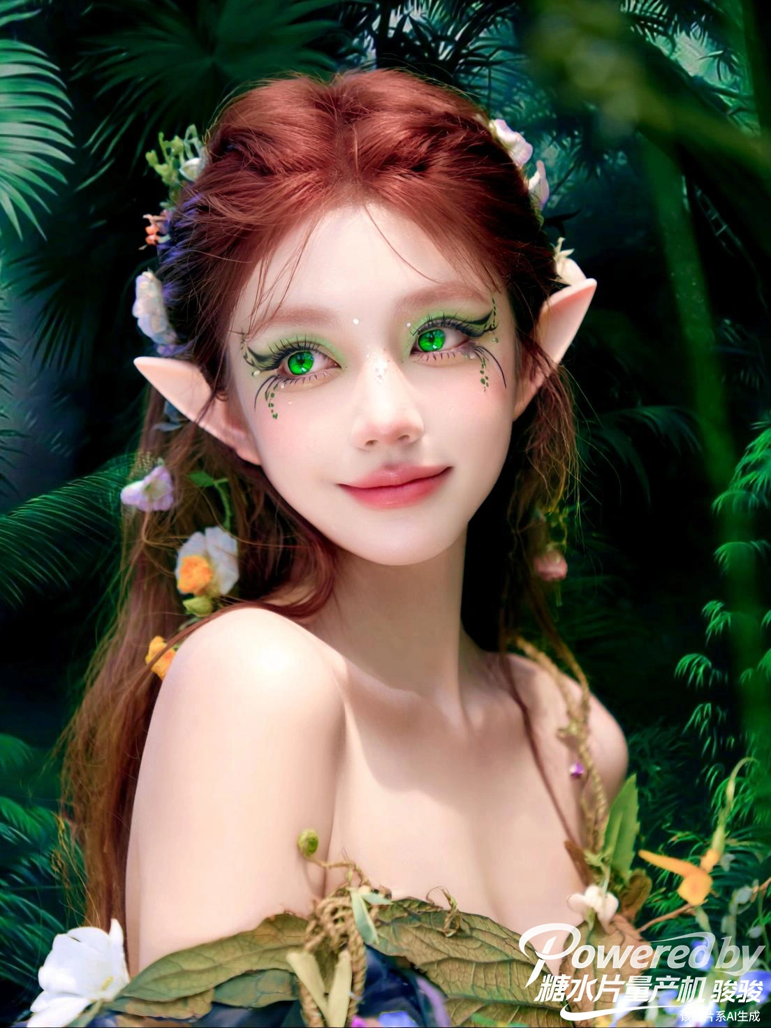 绿眸点翠，每一缕发丝都缠着花草的秘语