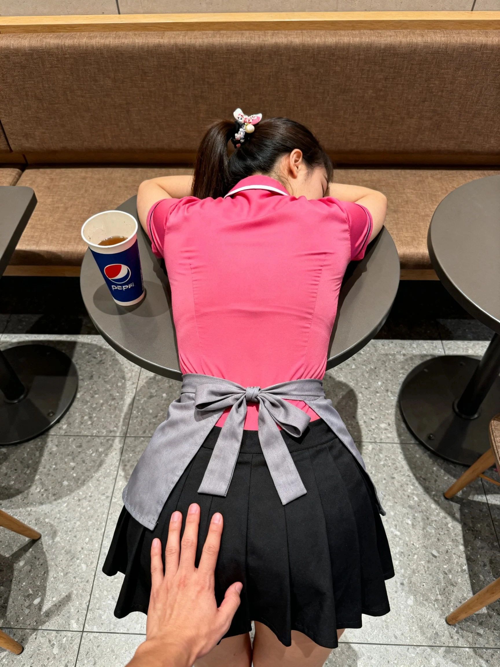 餐厅小圆桌上，带词