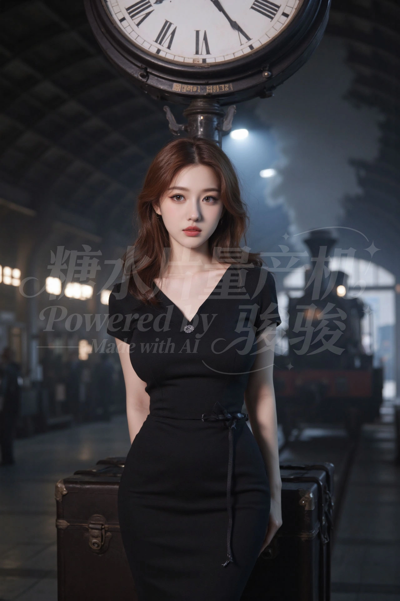 蝶海幻境中，她蓝发如瀑，青衫似釉