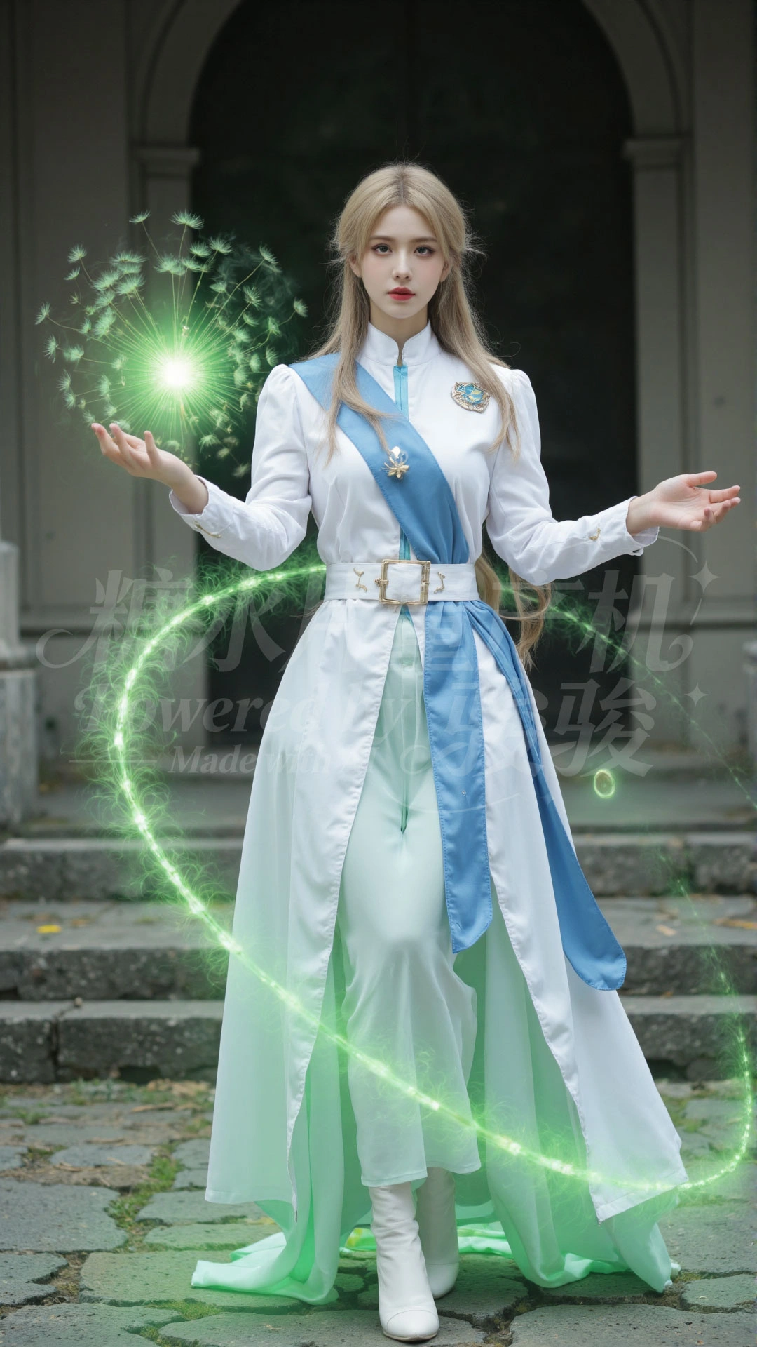 亡灵祭台前，花裙飒爽，手捧彩绘骷髅