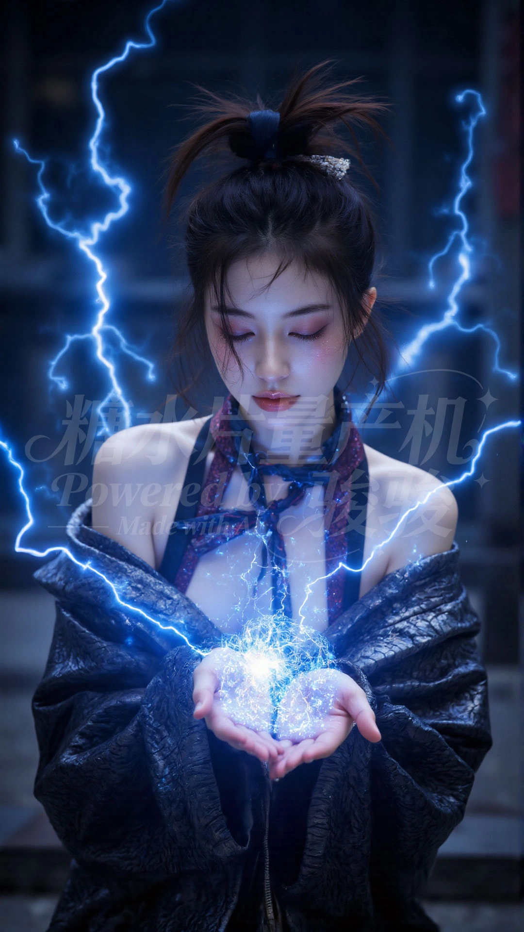 亡灵祭台前，花裙飒爽，手捧彩绘骷髅