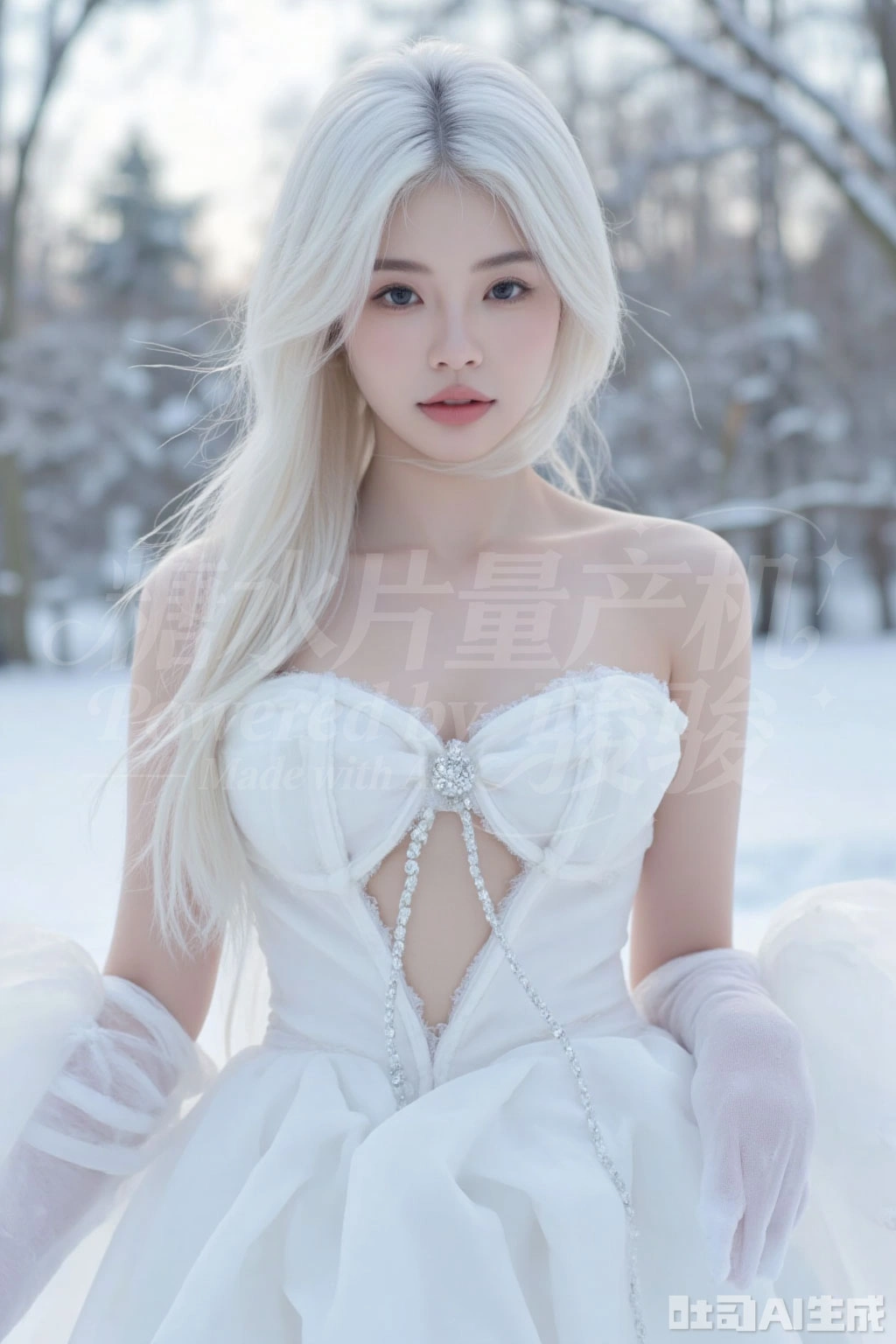 雪落窗边，银发冷衫