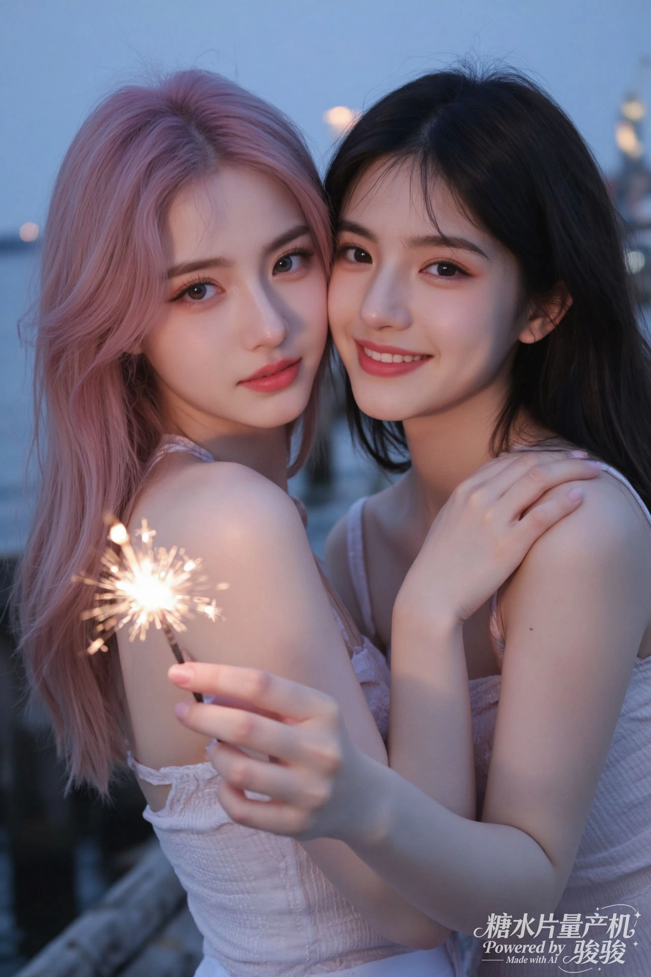 粉发娇俏，黑发白皙，星火璀璨，闺蜜情甜