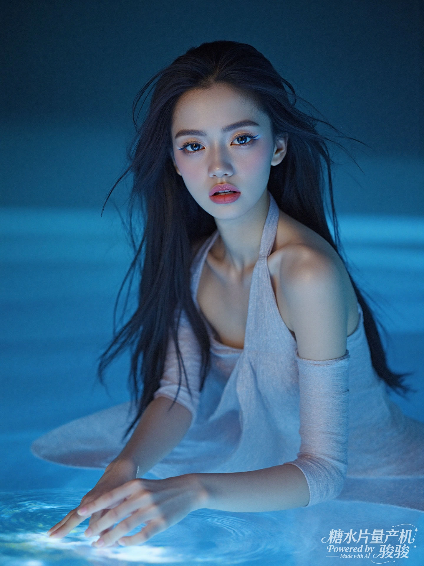 粉袍柔美，狮旁笃定，执笔绘梦，反差绝韵