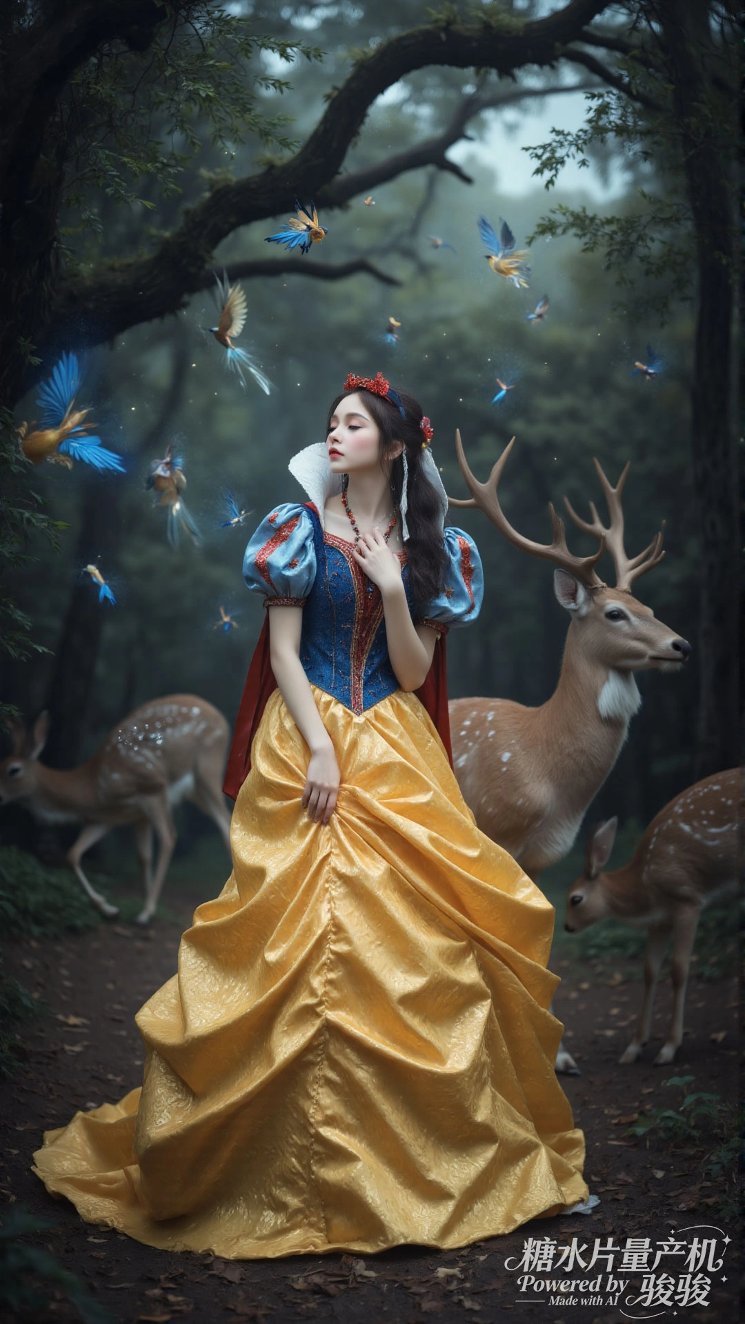 绿发空灵，白裙梦幻，花田烂漫，仙气悠然