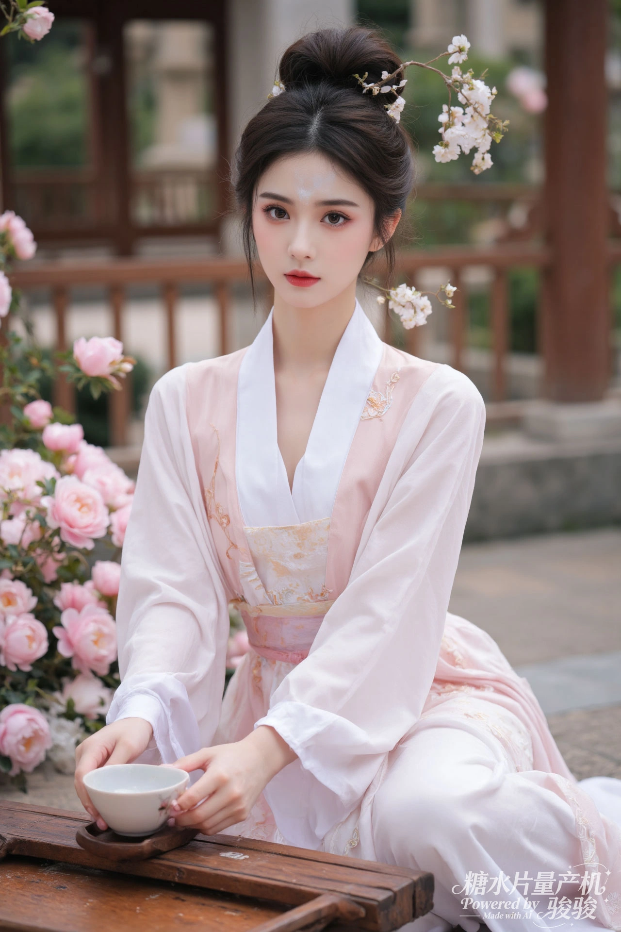 绿发空灵，白裙梦幻，花田烂漫，仙气悠然