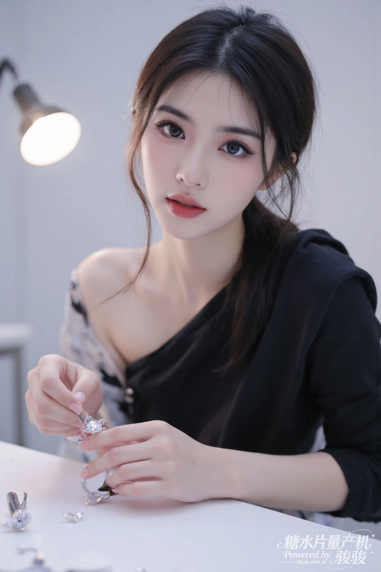 汉服华贵，红金典雅，冷墙 contrast，古韵悠然