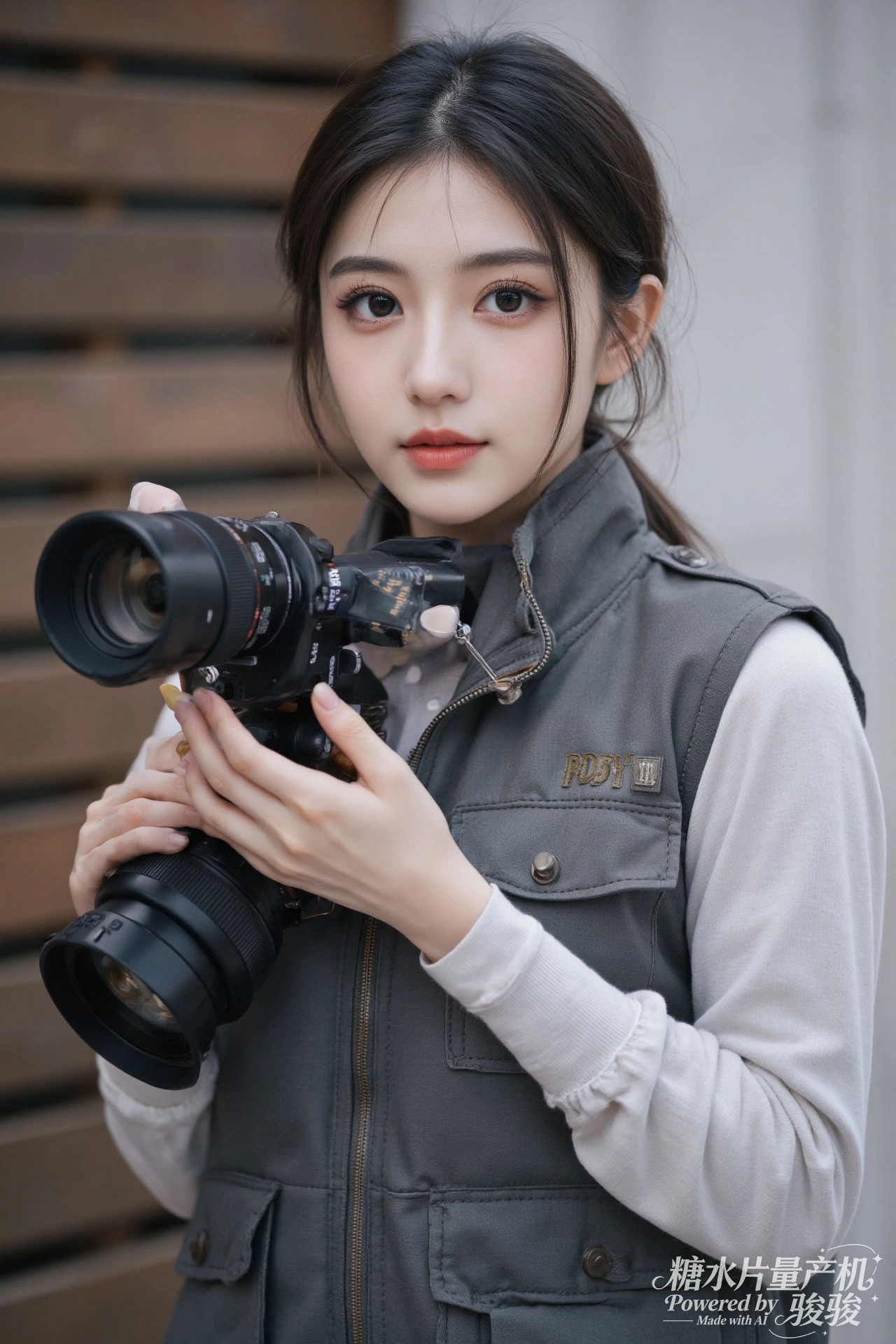 汉服华贵，红金典雅，冷墙 contrast，古韵悠然