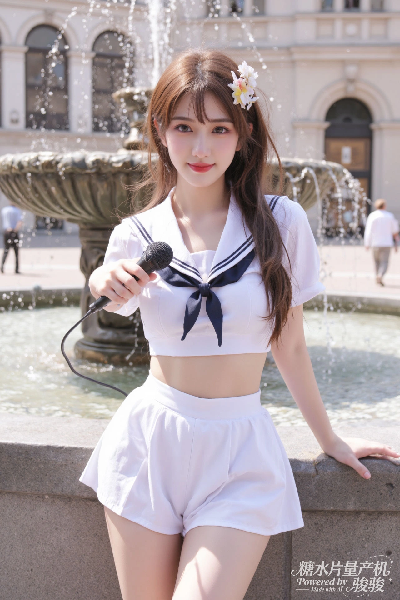 汉服华贵，红金典雅，冷墙 contrast，古韵悠然