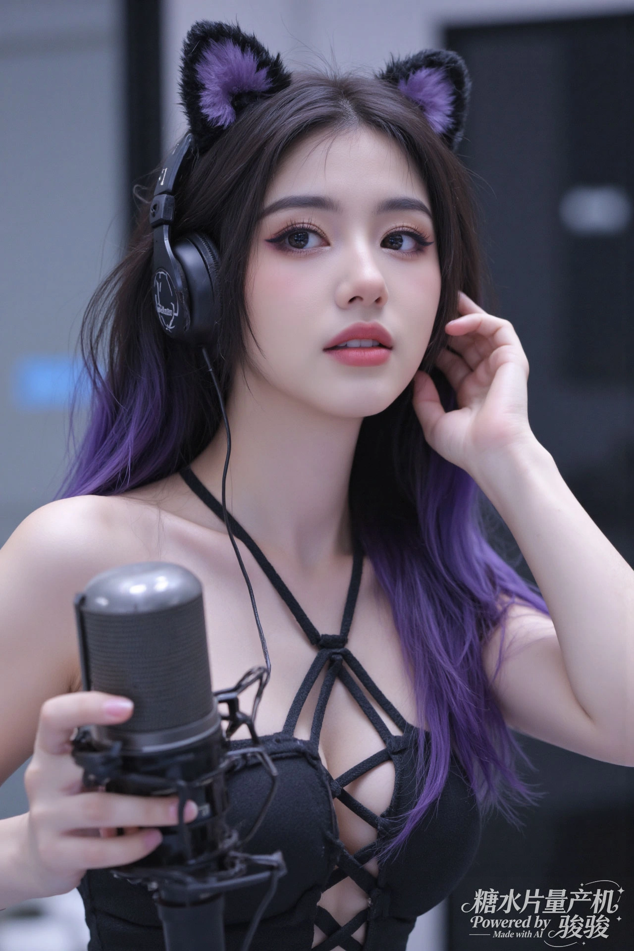 黑衫冷艳，职场干练，红唇夺目，御姐气场