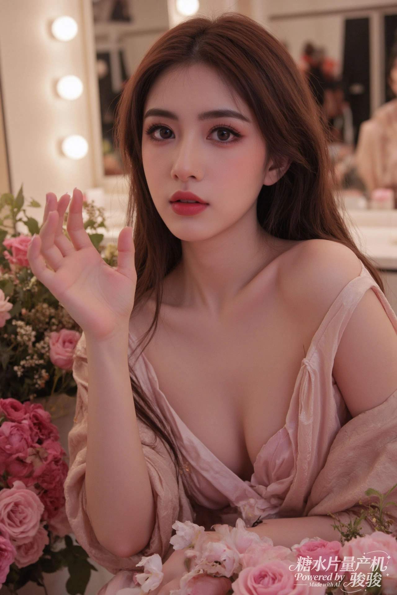 水帘灵动，水境幽谧，肌肤清透，浴女魅惑