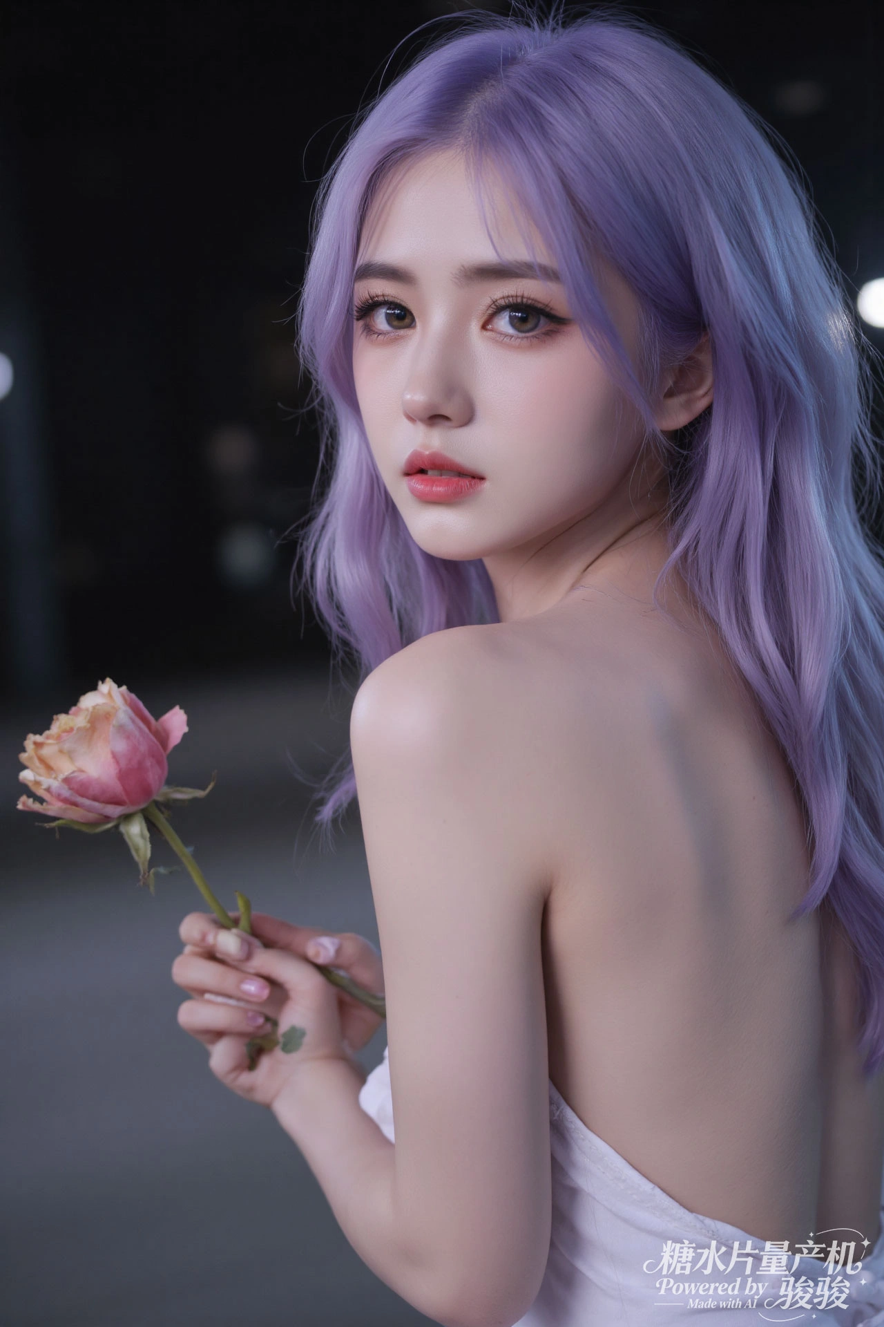 蓝发魅惑，夜城璀璨，穿搭大胆，都市尤物