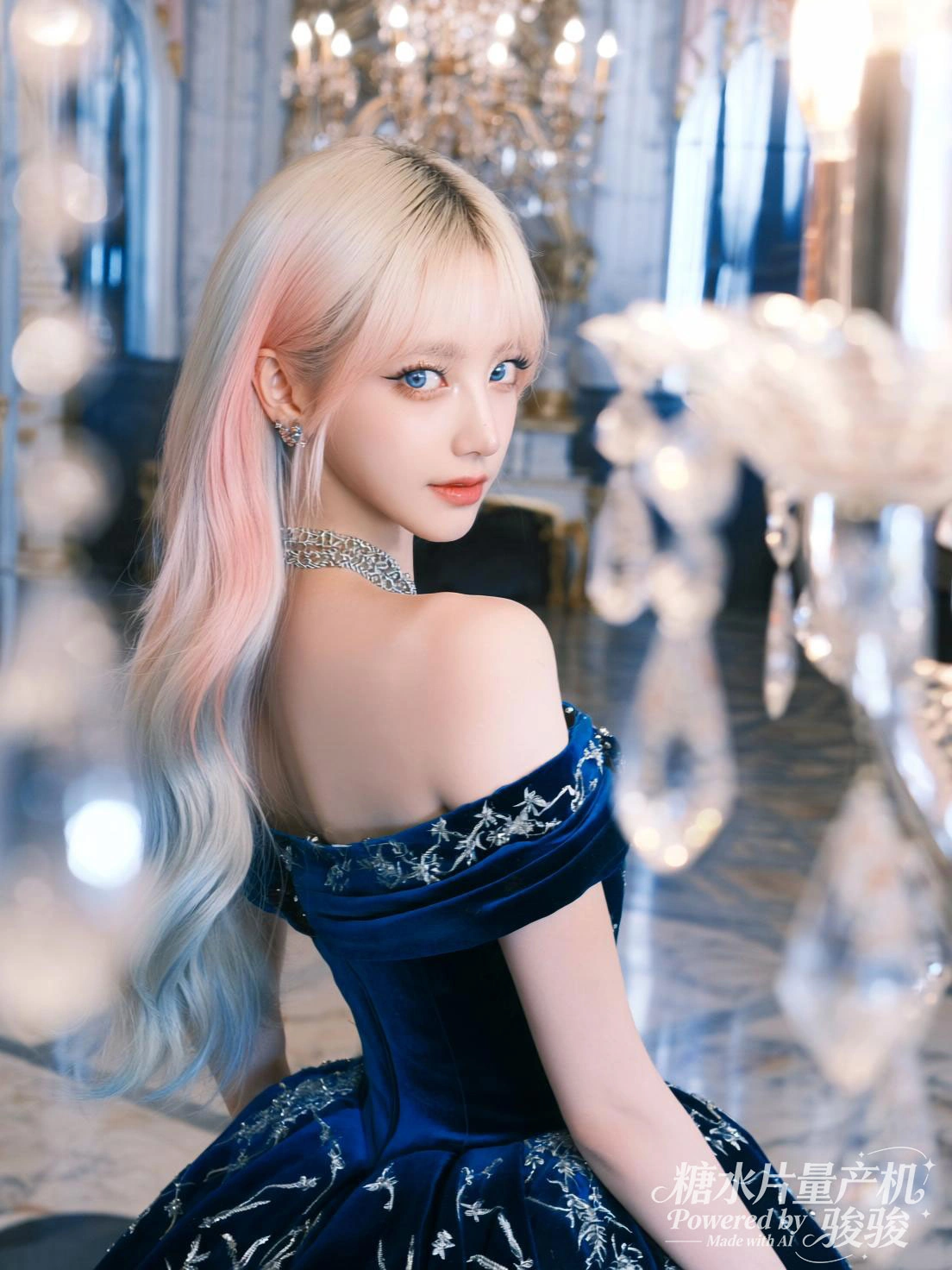 宫廷绮梦，蓝裙奢彰；彩发幻韵，水晶灵章