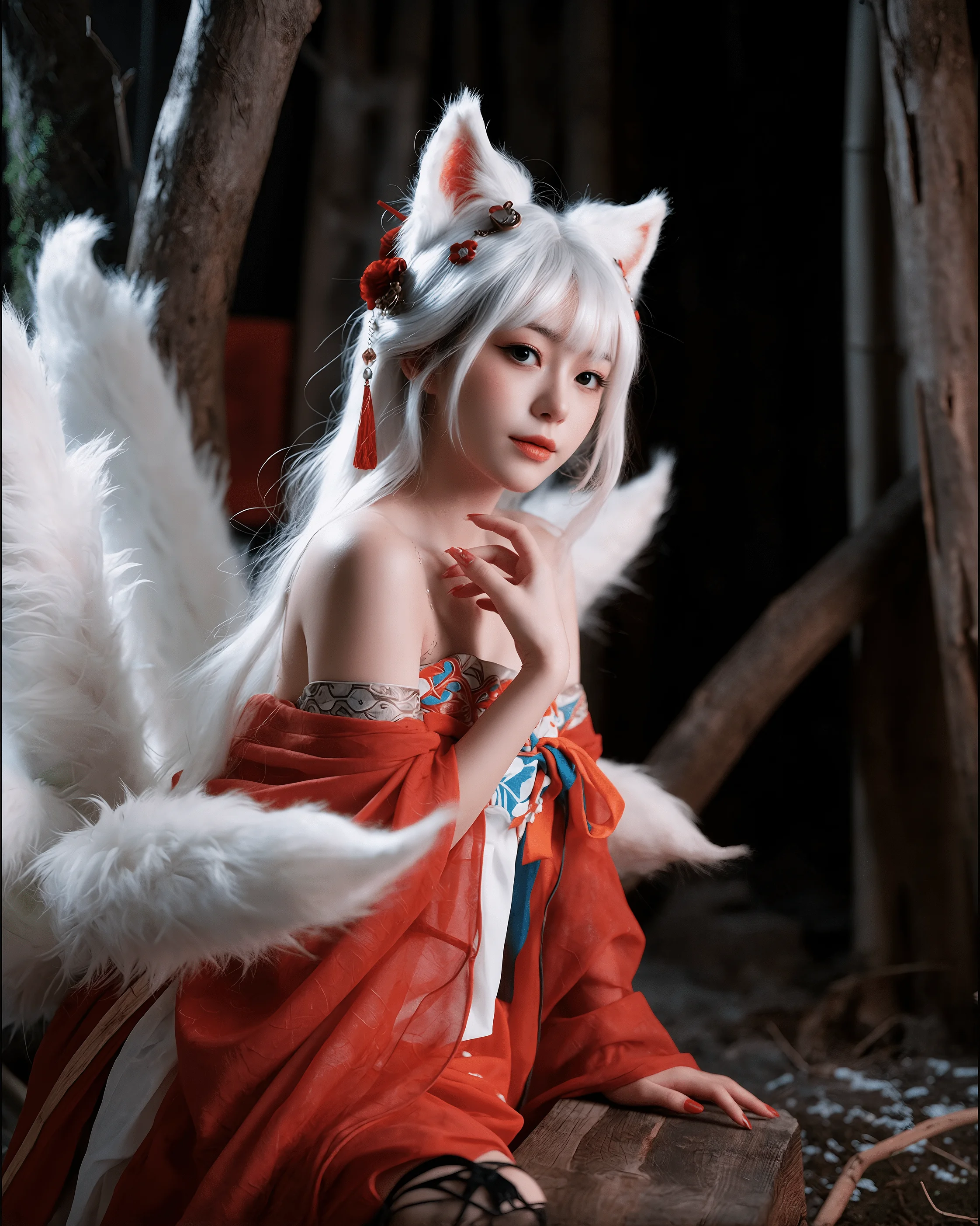 《朱裳九尾狐：古意与妖媚交织的红影灵狐》@劳伦斯