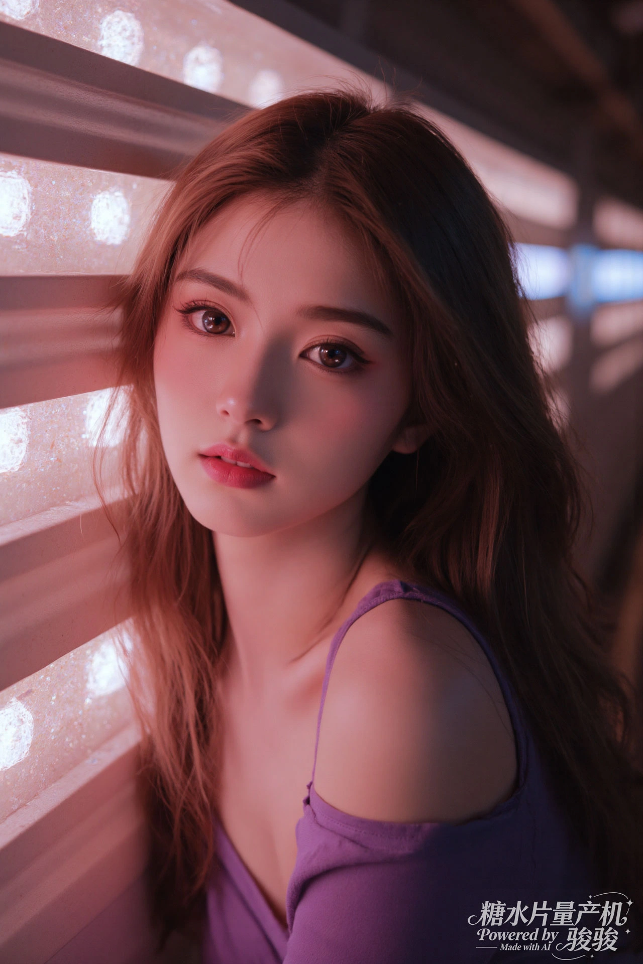 紫衣依偎柔光，让自我在赛博的迷幻与自身的柔美里，成为都市夜色中一抹梦幻的存在注脚 ...