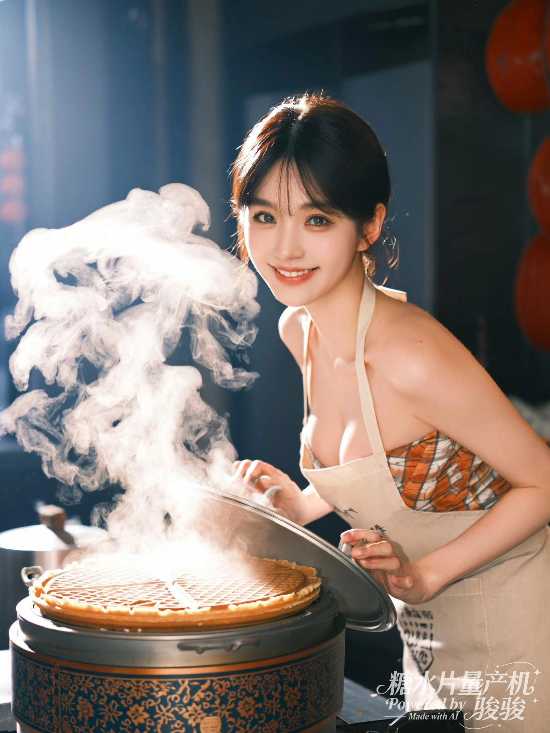 热气袅袅升腾，在暖光的温馨与美食的诱惑交织中，居家氛围里甜美