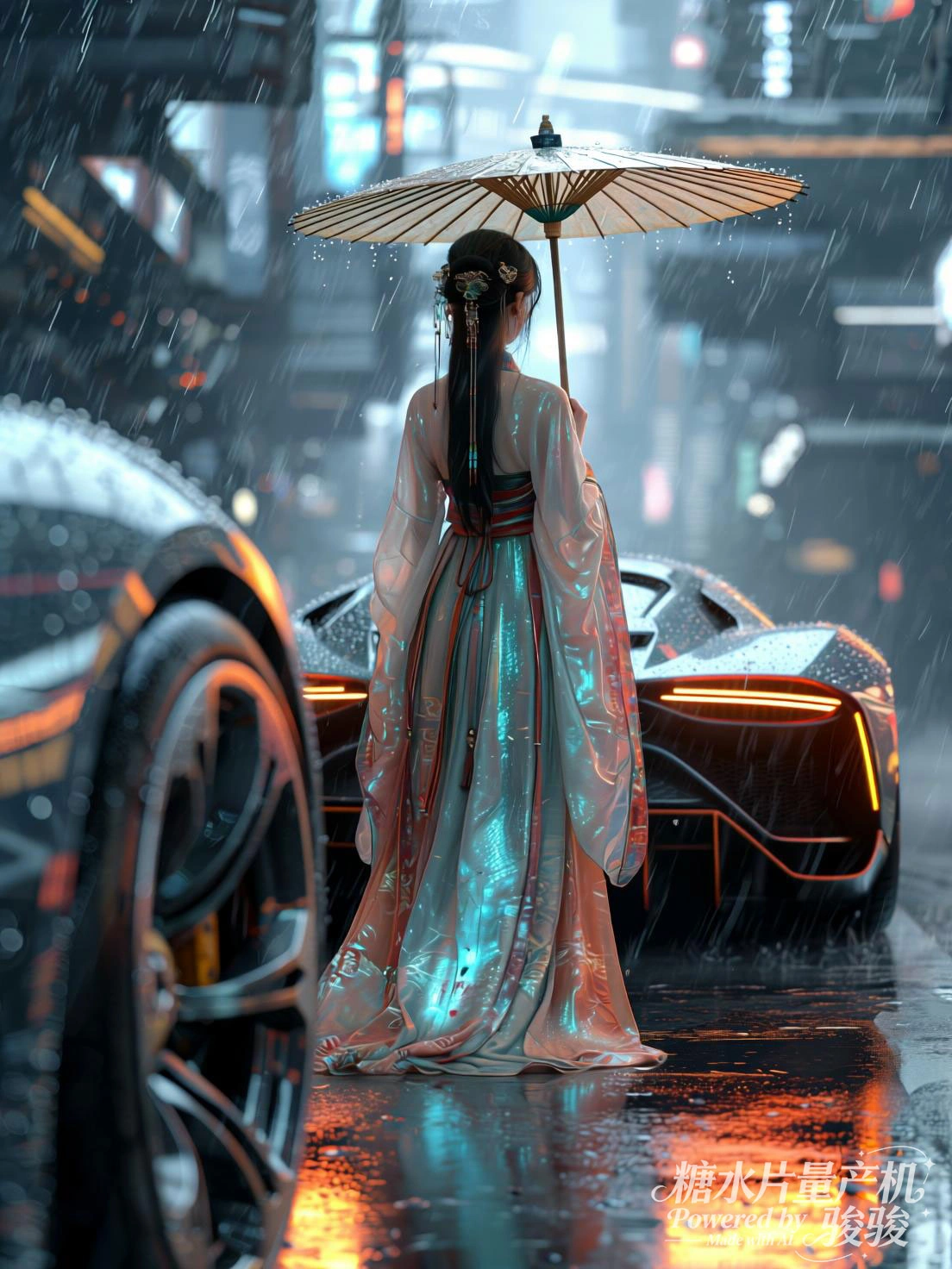 渐变长发洒落，在酒架的琳琅与吊灯的柔和交织中，都市夜场里迷人