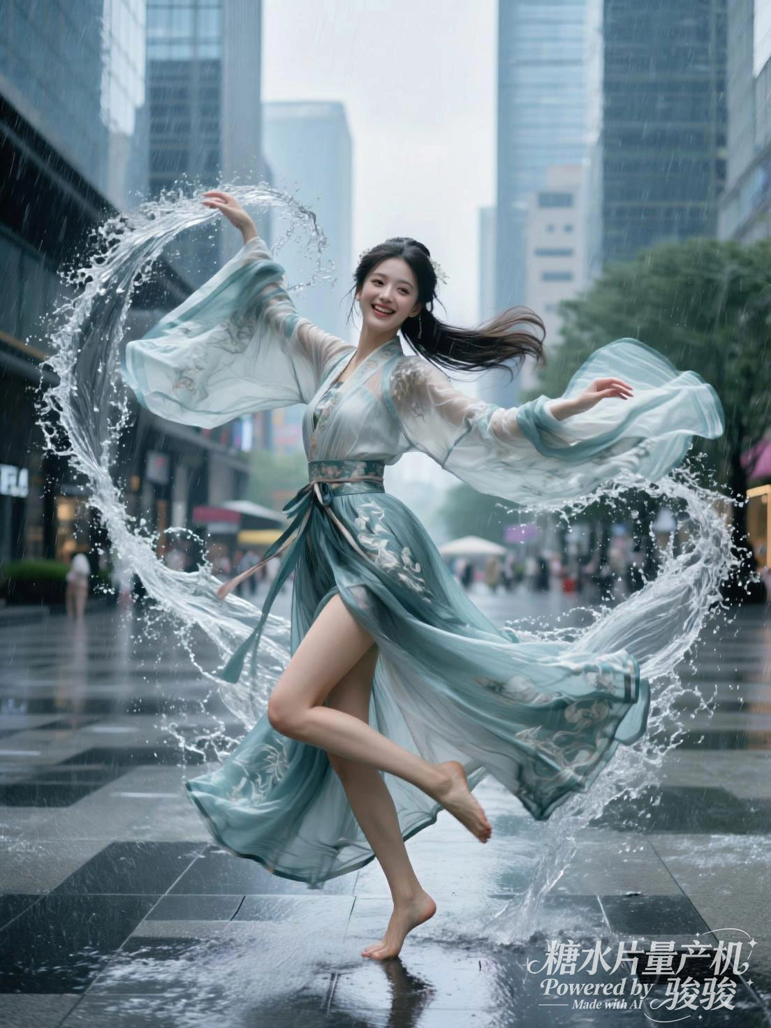 港风的街头扶梯旁，错落的楼宇与市井的烟火交织