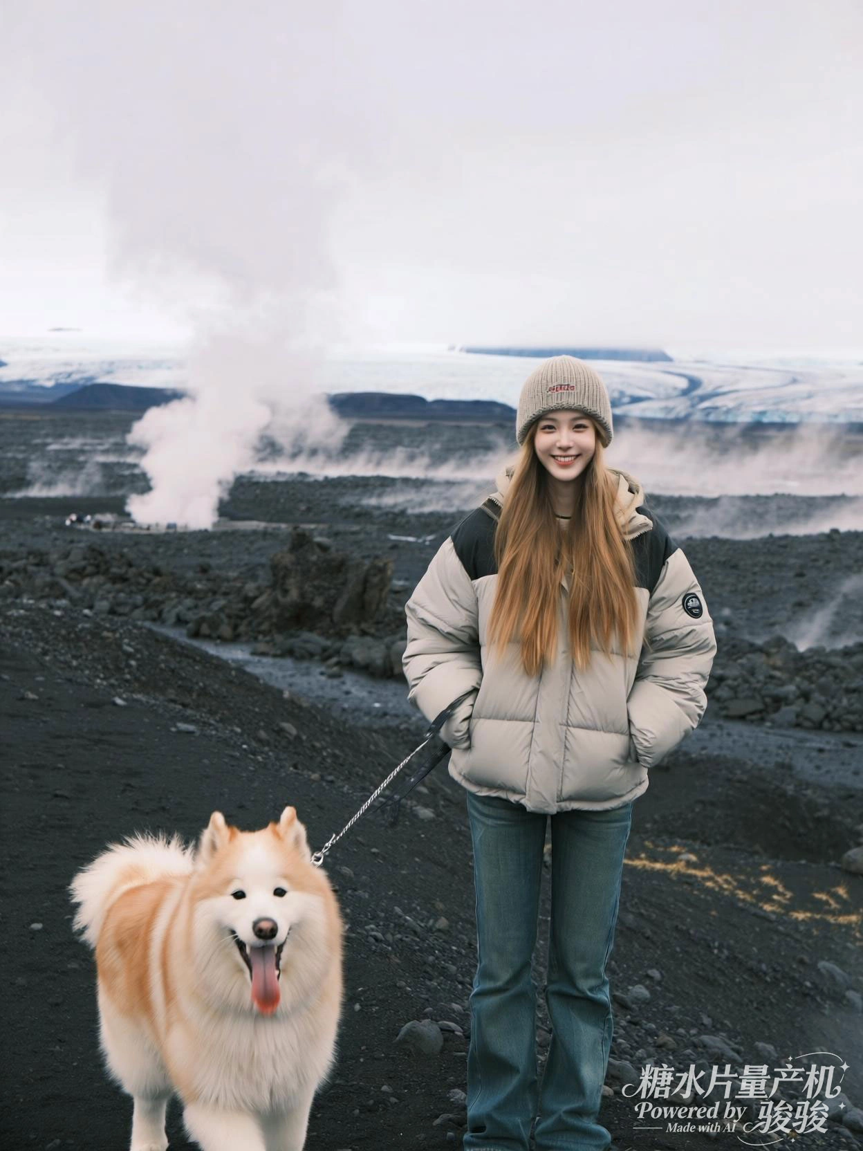 银色露背泳装，肌肤泛着水光，热带植物与池畔灯火交织