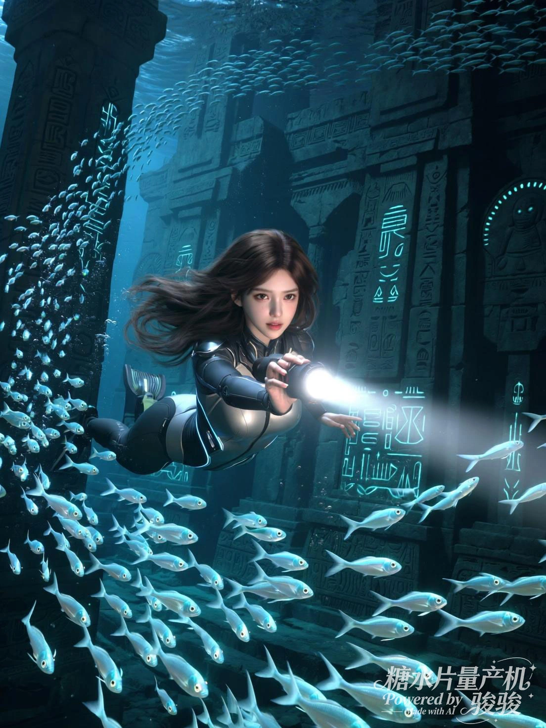 与长颈鹿鼻尖相对，荒原树影在橙紫天际下延展，野性自然与温柔互动交织