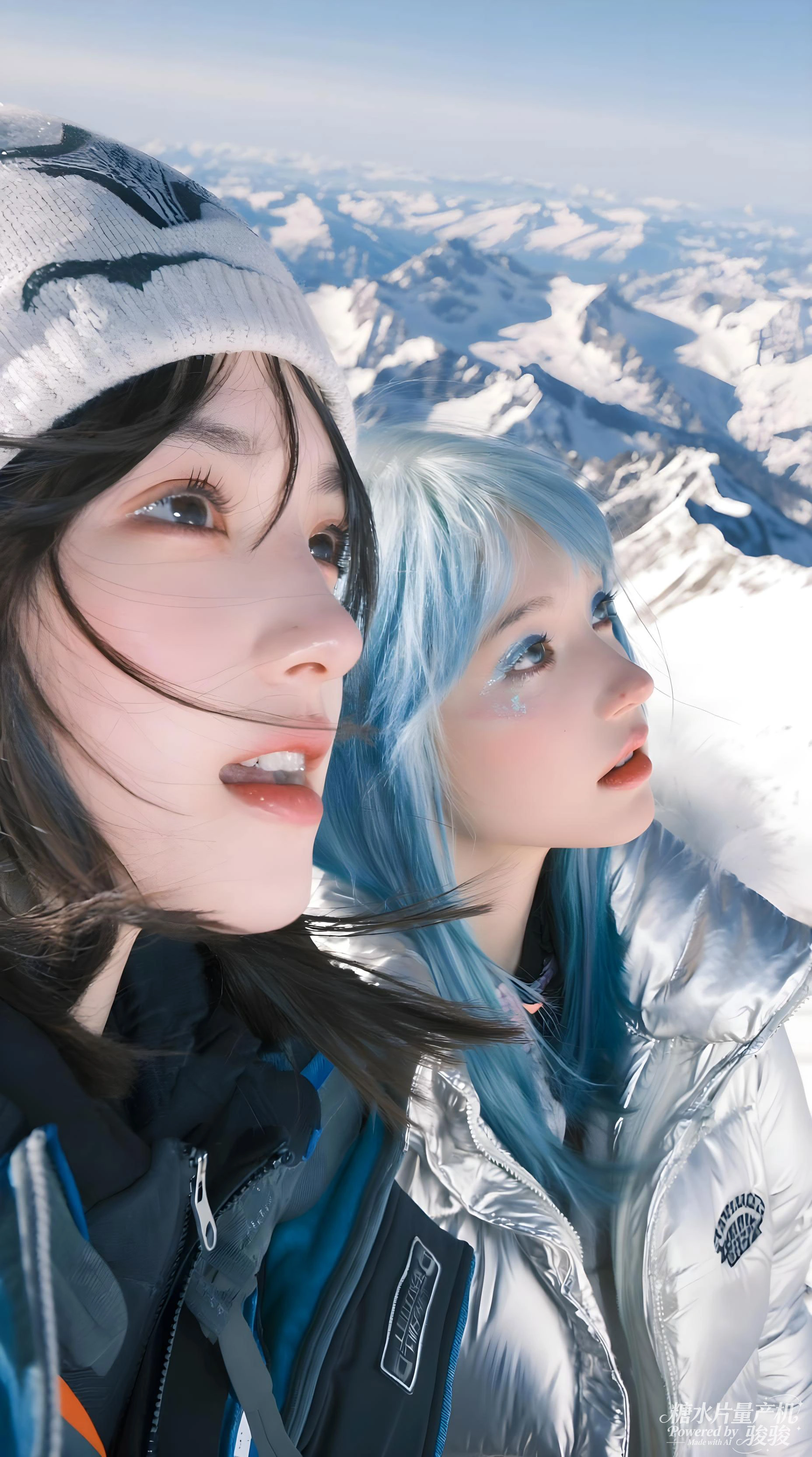 与长颈鹿鼻尖相对，荒原树影在橙紫天际下延展，野性自然与温柔互动交织