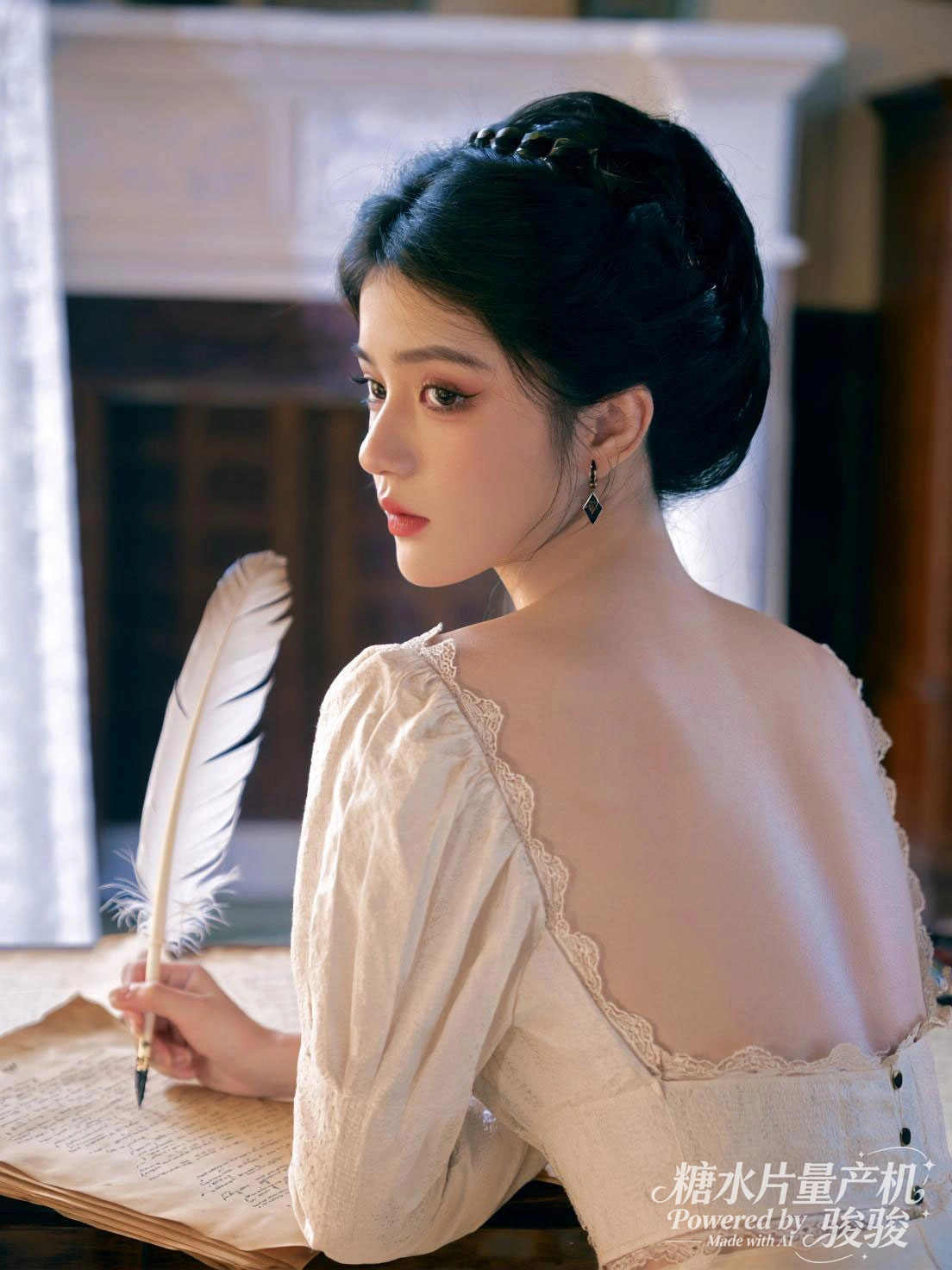 轻纱随舞飘动，星月为幕，沙海的孤寂与舞姿的魅惑交织