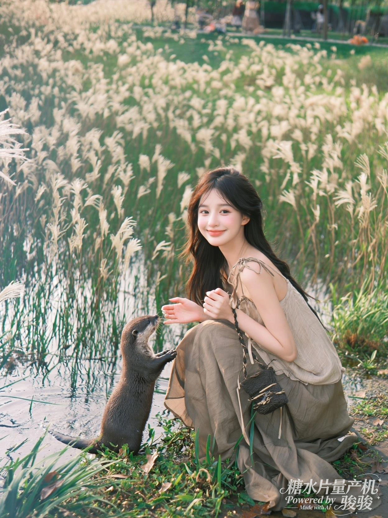 着渐变彩衣，彩虹色头发，灰冷的建筑与穿搭的缤纷交织