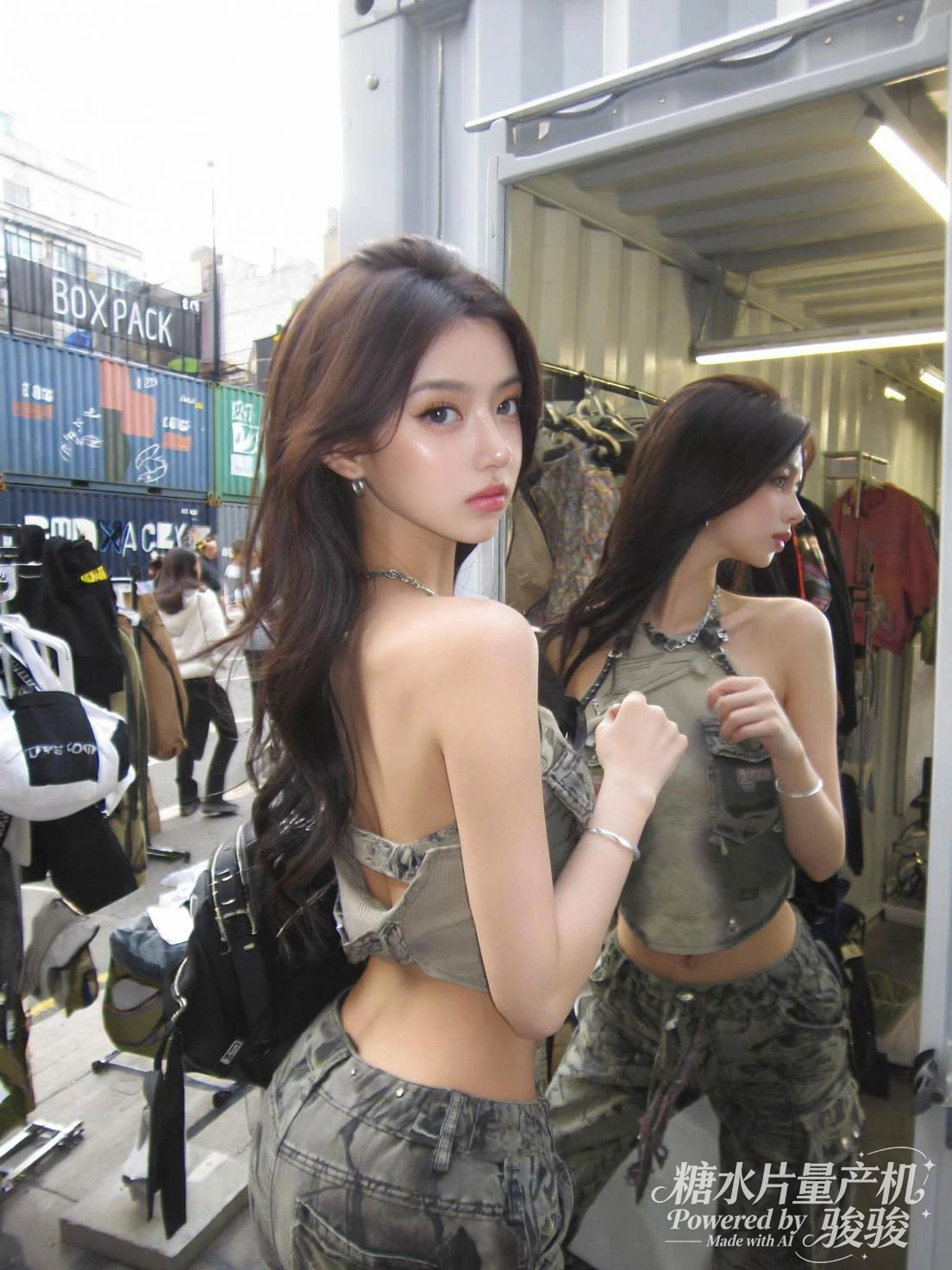 做旧牛仔外套，染着渐变彩发，斑斓的艺术涂鸦与穿搭的潮酷交织