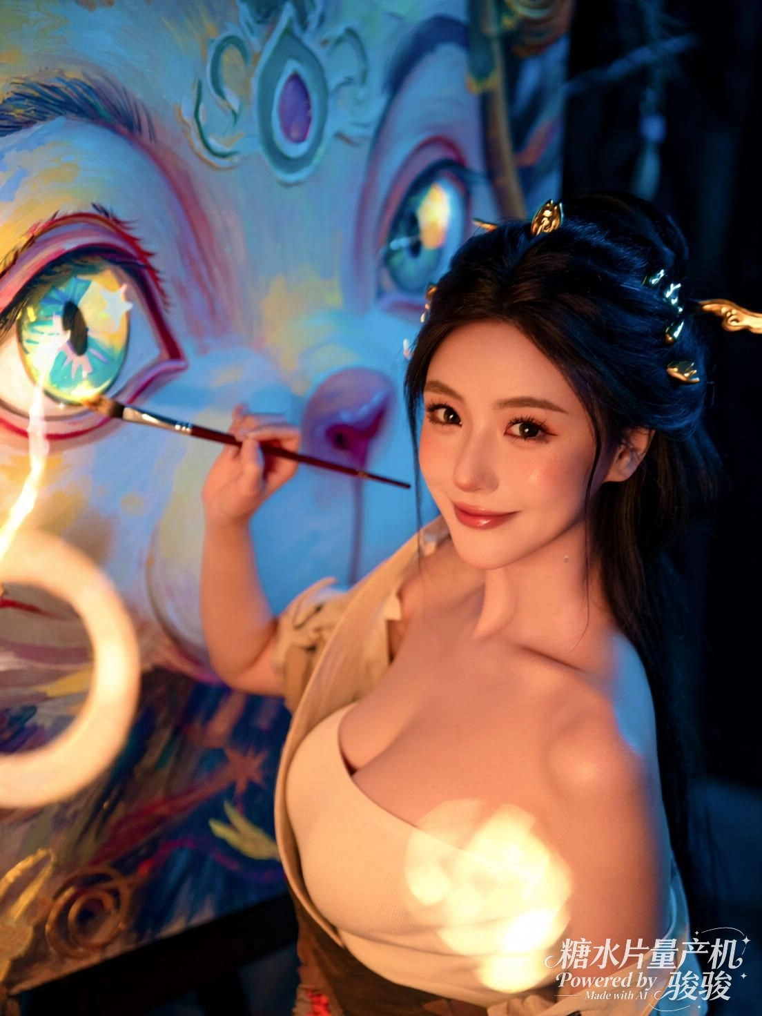 在贴满便签的房间，颜六色的便签与文件环绕，信息的繁杂与表情的夸张交织 ...