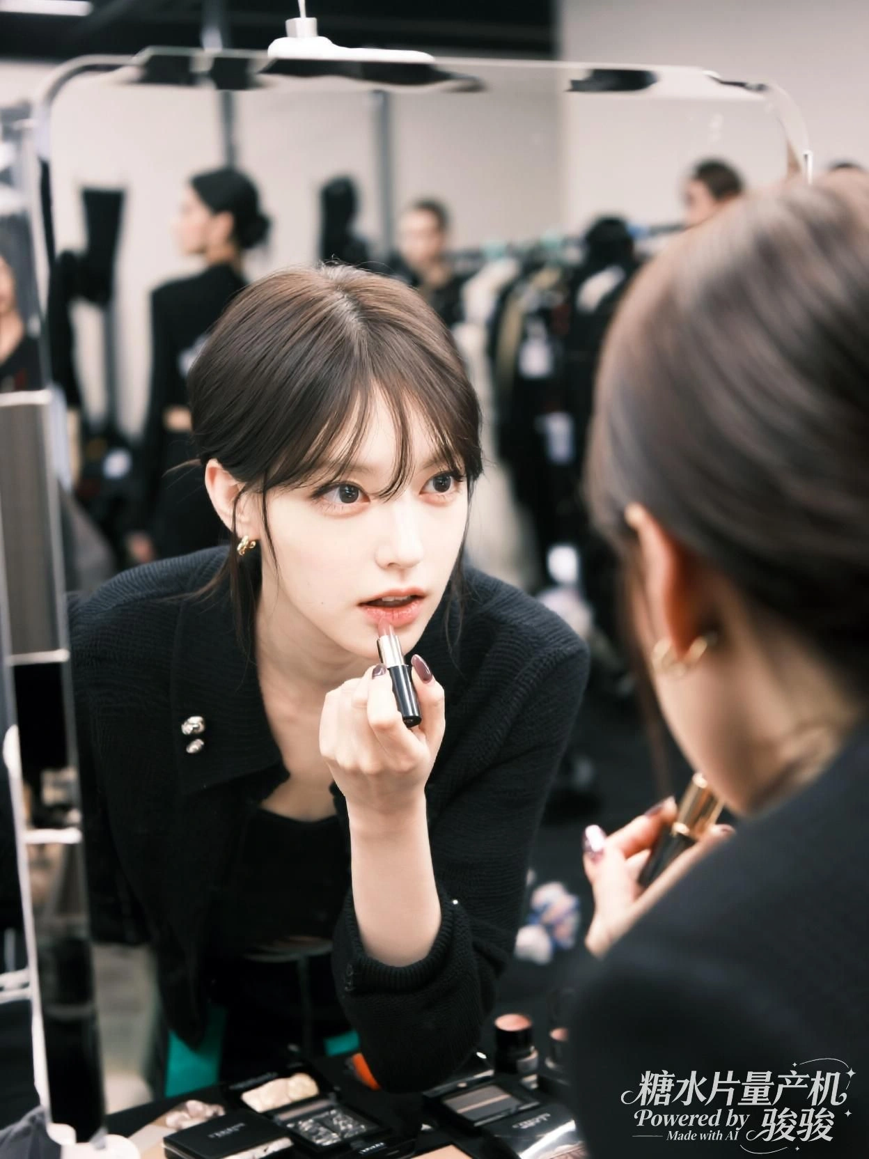 发丝被晚风扬起，周围野花点缀着铁轨碎石，落日的温柔与音乐的随性交织