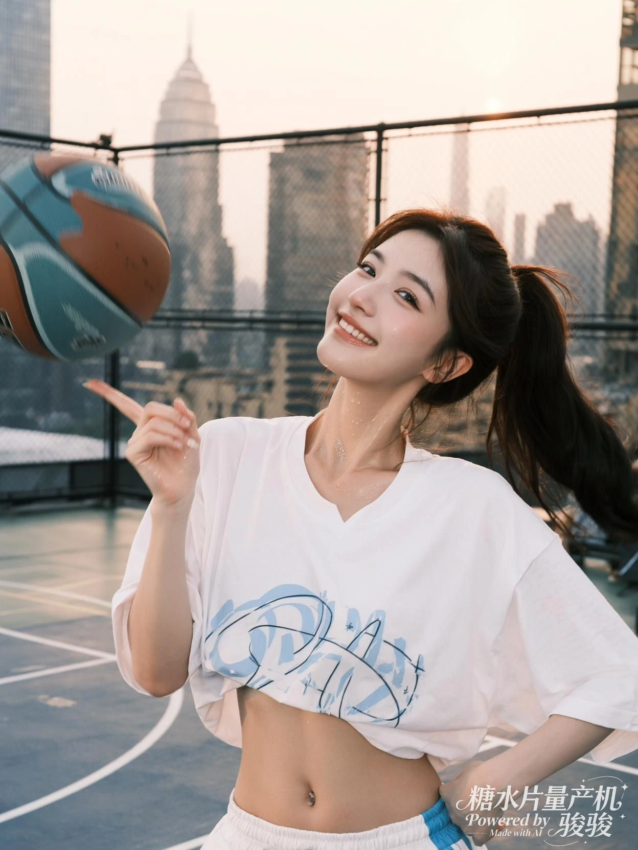 红裙如火，她立于尘土与怒吼之间，静止即最深的对抗