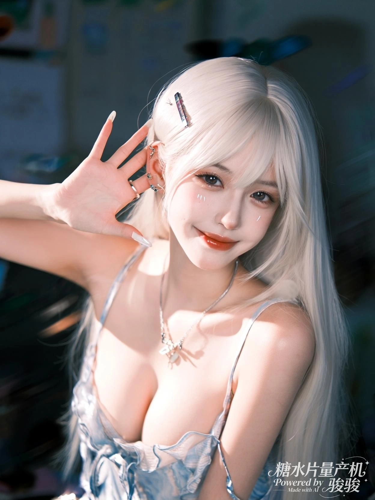 红裙如火，她立于尘土与怒吼之间，静止即最深的对抗