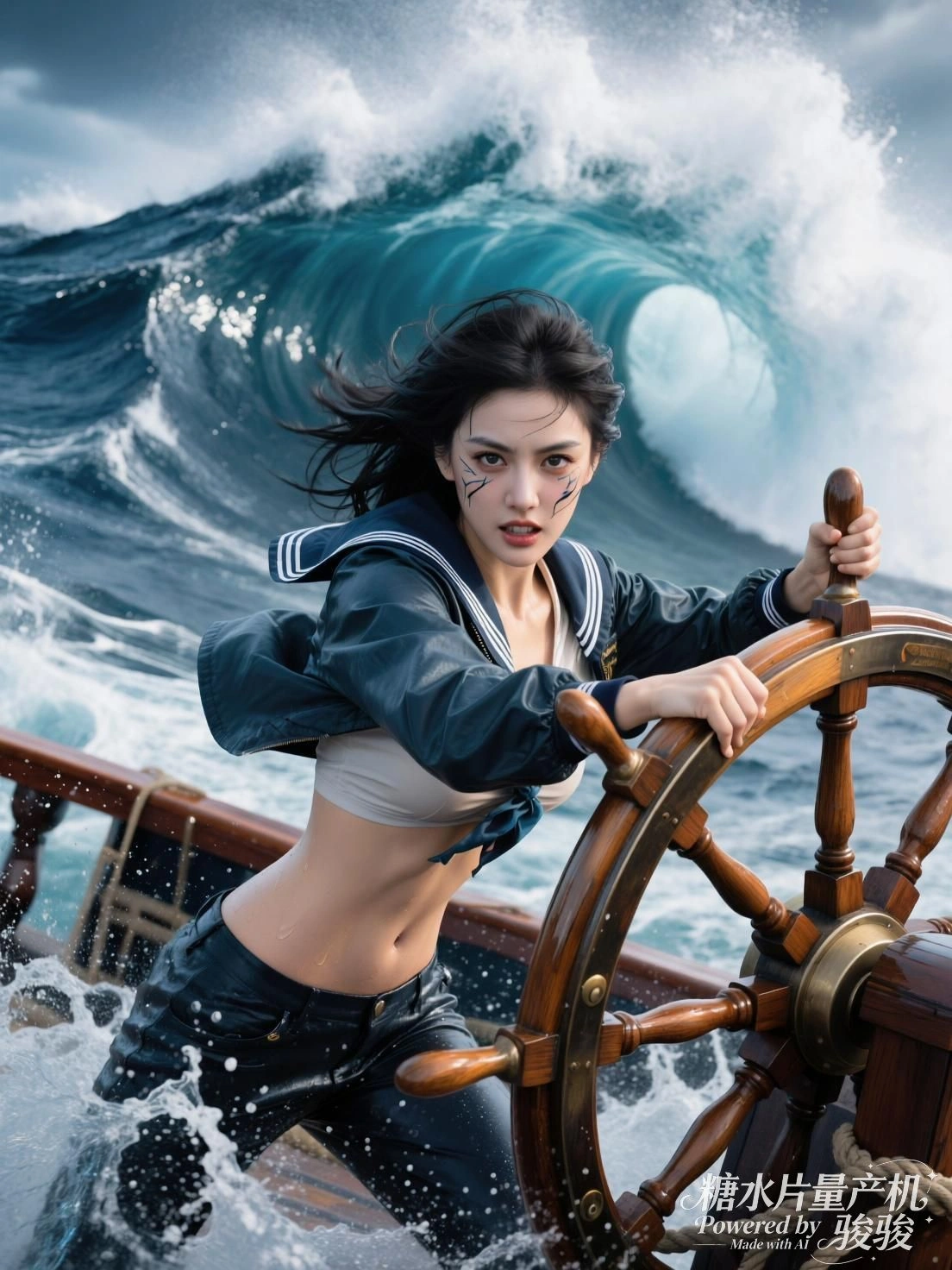 她立于狮群中央，华服与荒野在暮色中彼此成全