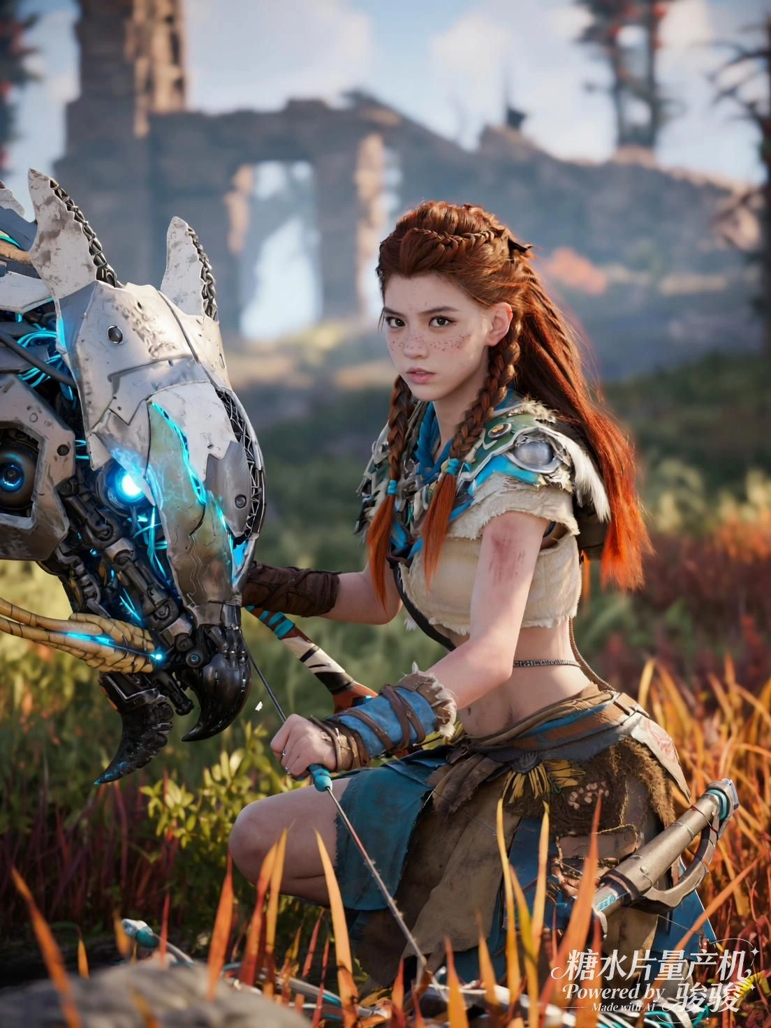 她赤足行于镜面湖，天地间只剩一步一痕的寂静