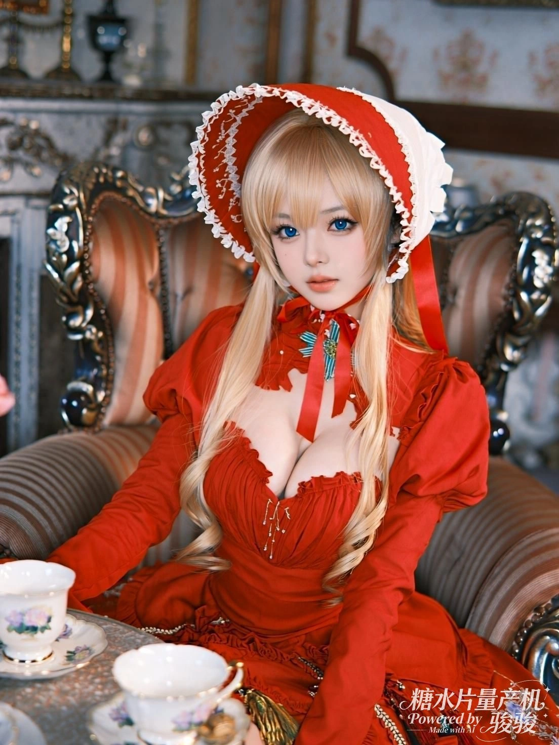 她赤足行于镜面湖，天地间只剩一步一痕的寂静