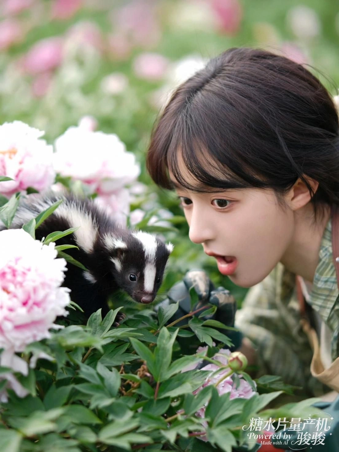 雨落叶间，她与绿意同呼吸，水珠映出世界的初生