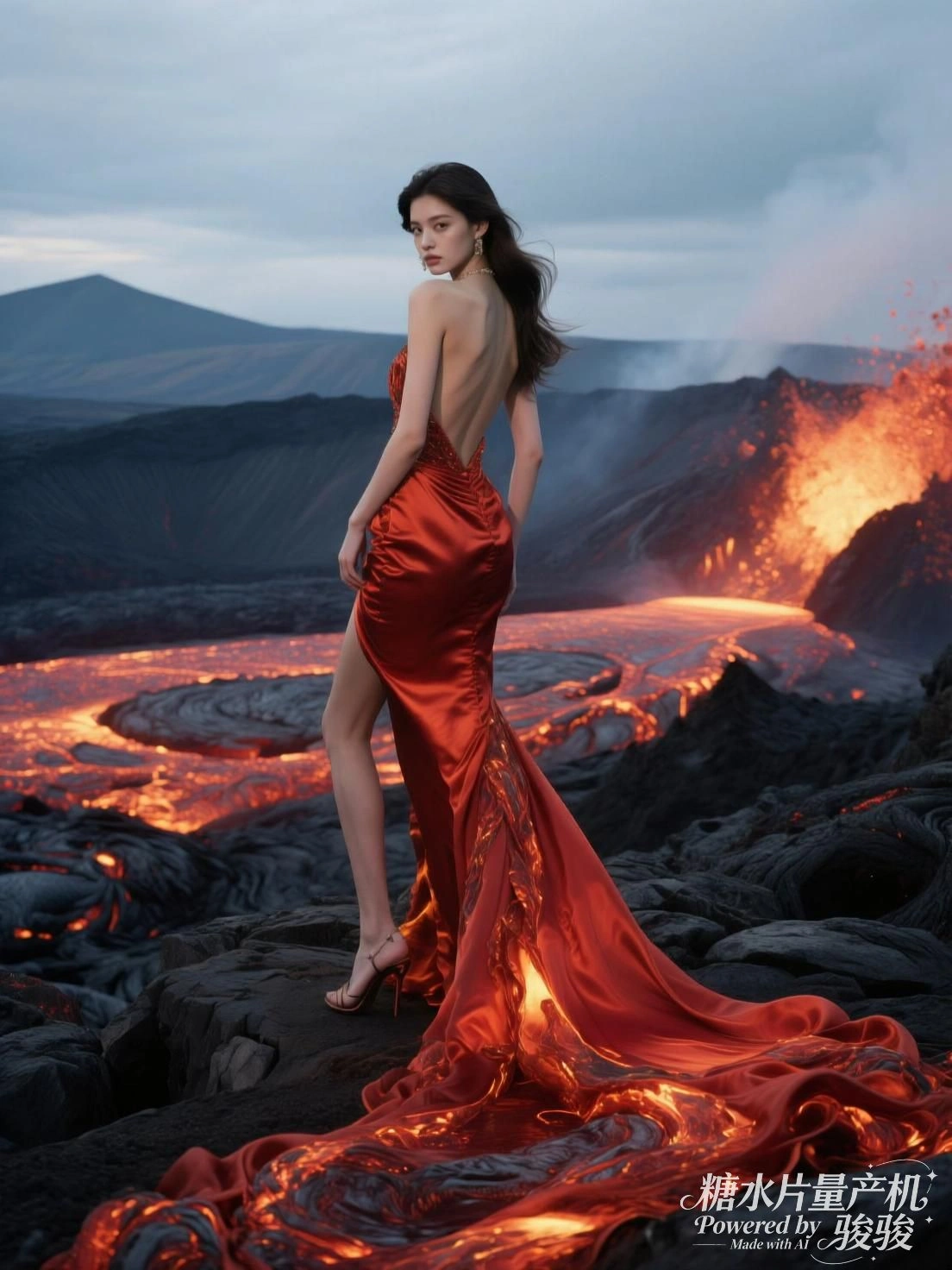 雨落叶间，她与绿意同呼吸，水珠映出世界的初生