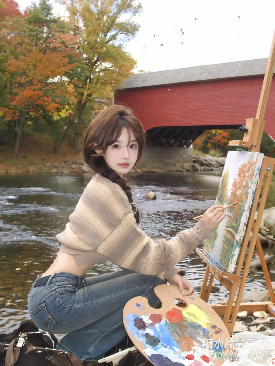 光洒在白裙与地板之间，她静坐如一段未完成的晨间叙事