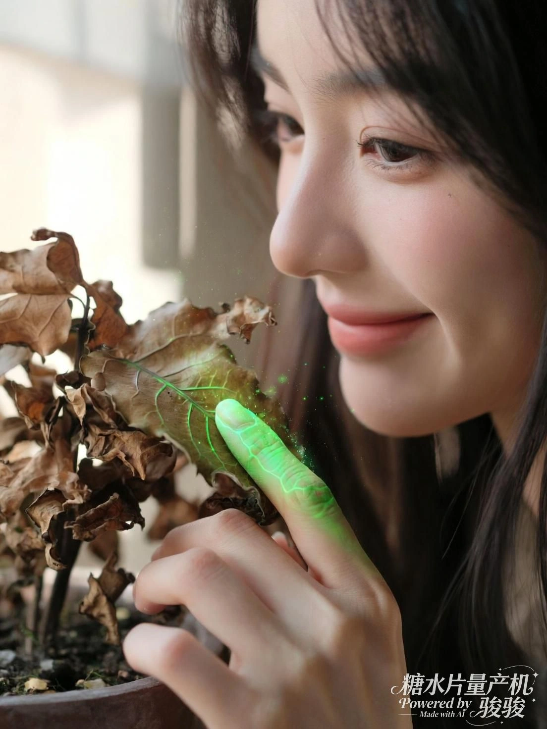 她轻触黑胶，指尖悬停于声音即将苏醒的刹那