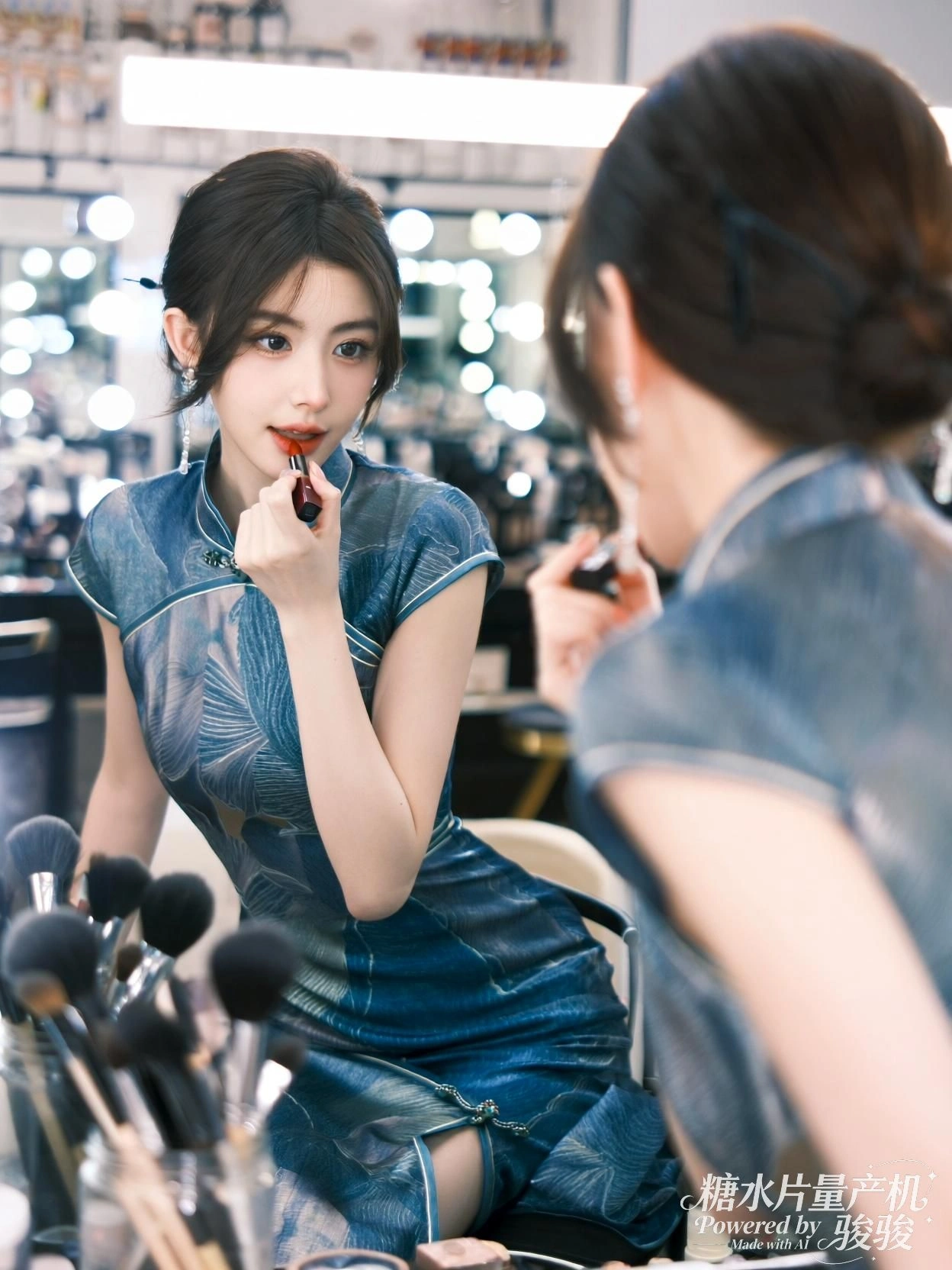 红裙铺展于陈列床，她以姿态打破空间的沉默秩序