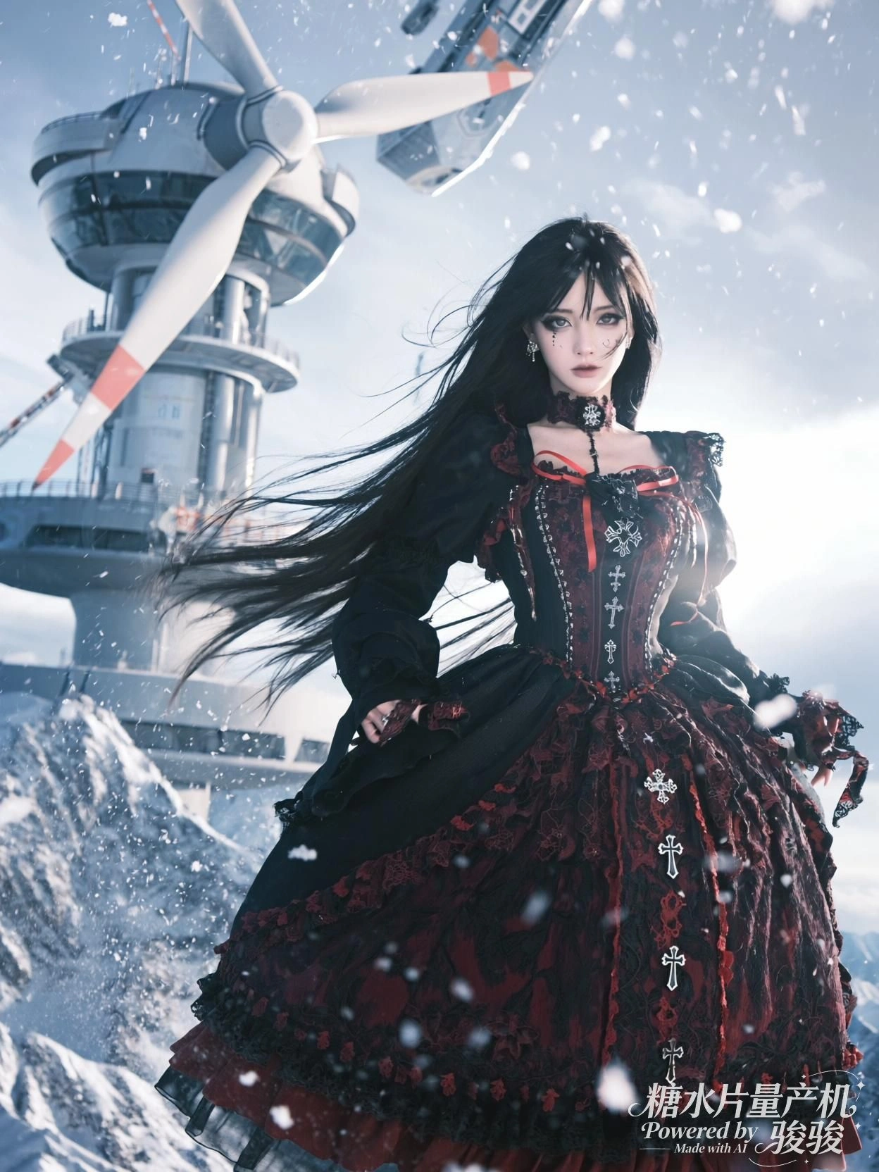 她们在气球花丛中微笑，仿佛世界本应如此轻盈