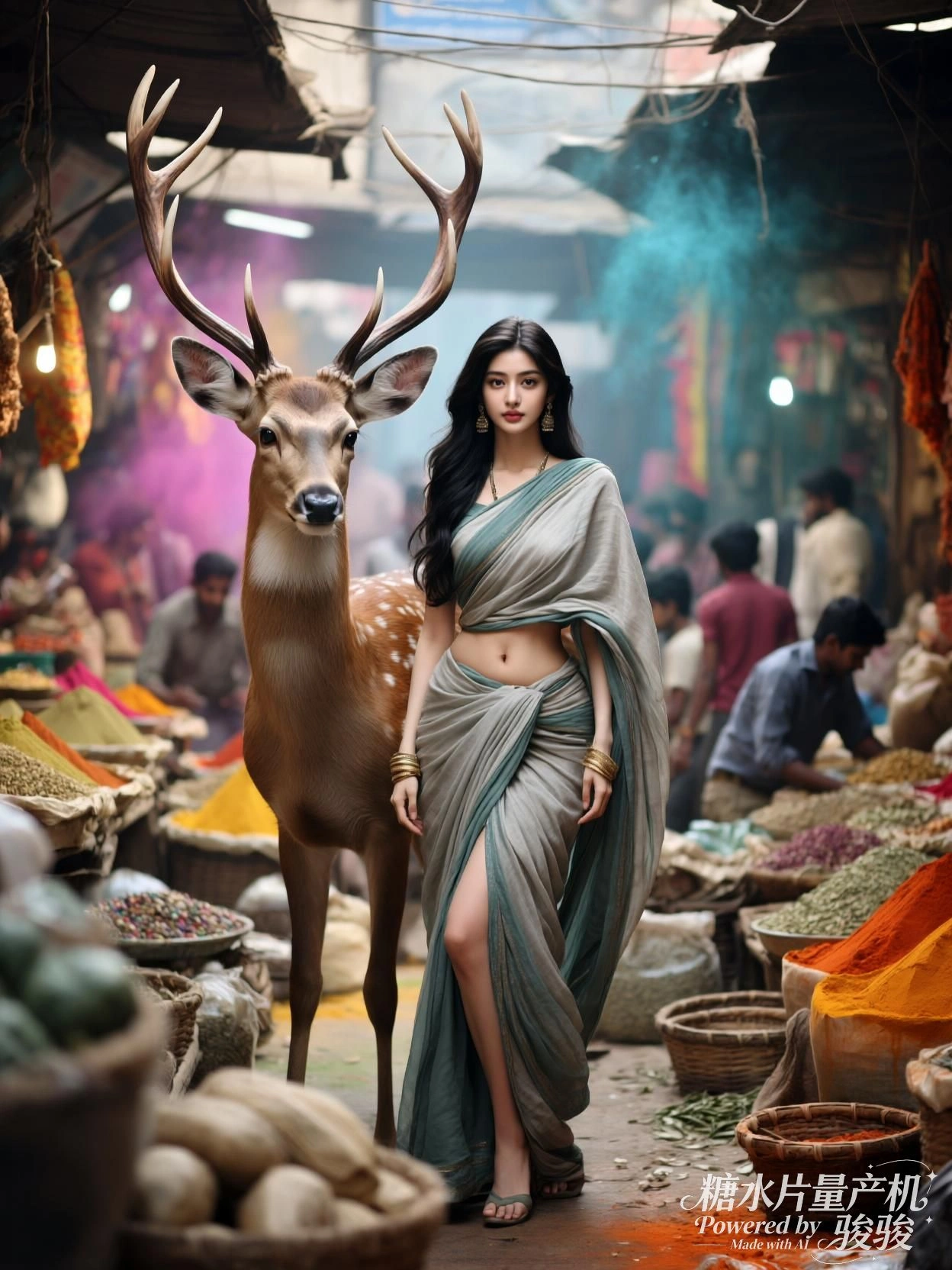 她们在气球花丛中微笑，仿佛世界本应如此轻盈