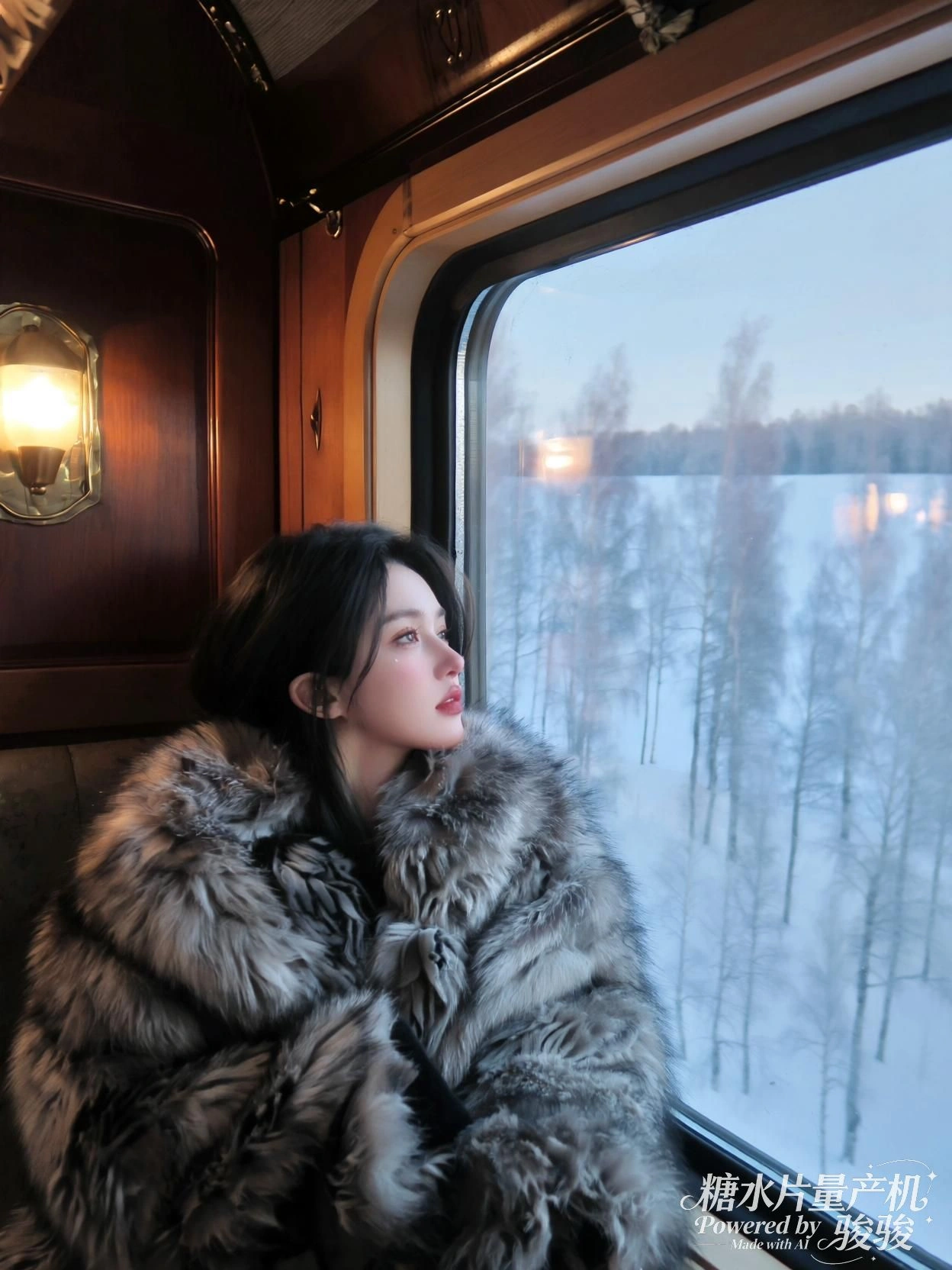 她立于屋顶花丛，掌心托起宇宙的碎裂与光