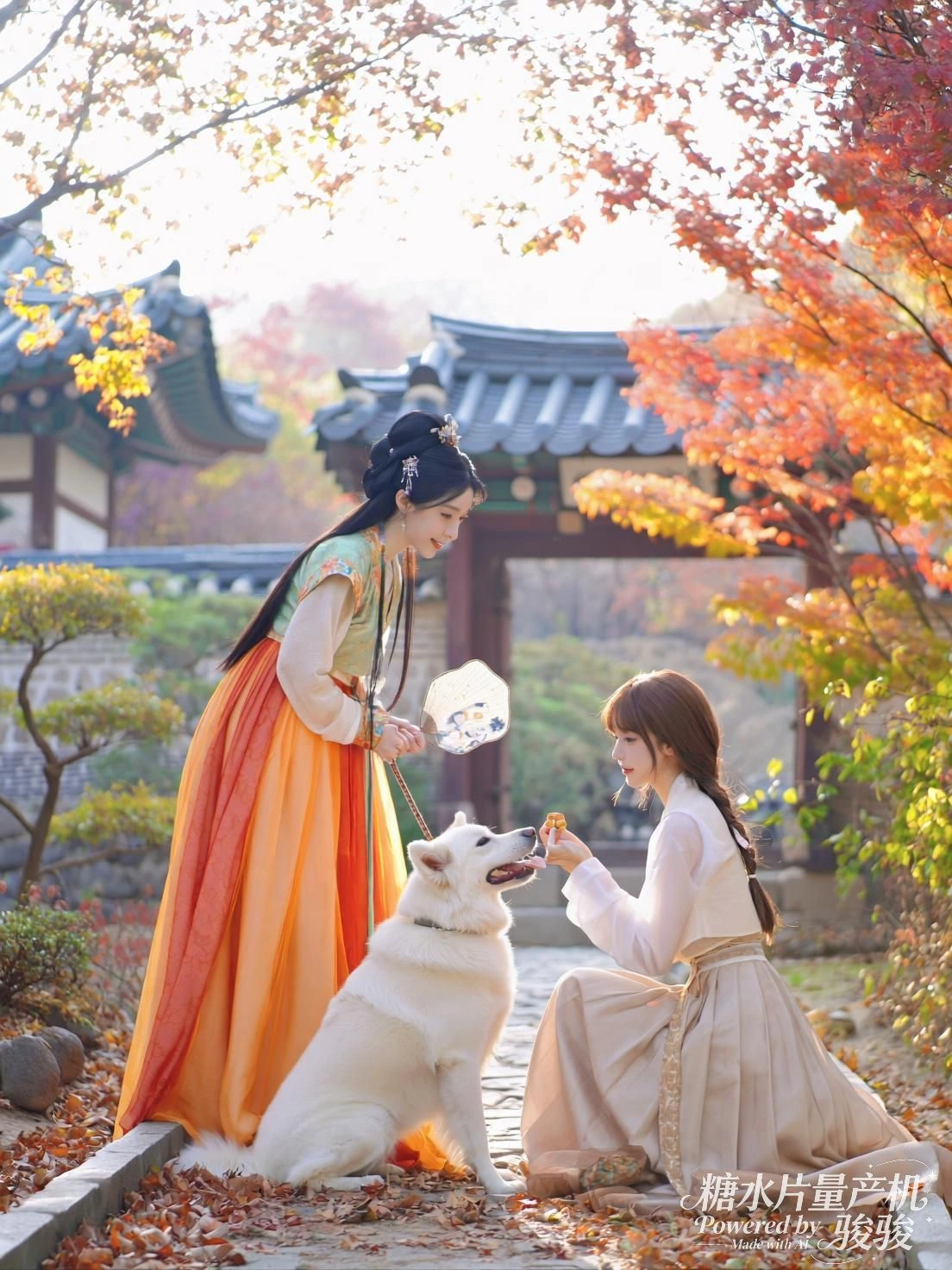 红伞穿行于灰海，她以孤影划破城市的沉默节奏