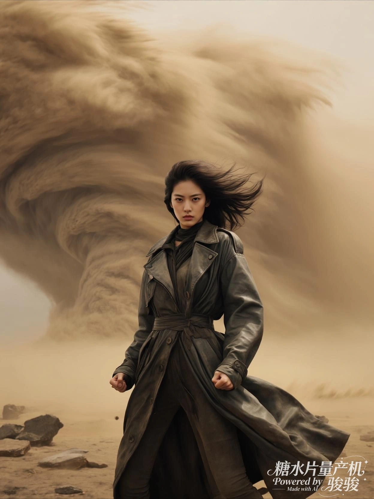 她穿行于喧嚣，白裙飘动，风携笑语掠过街巷