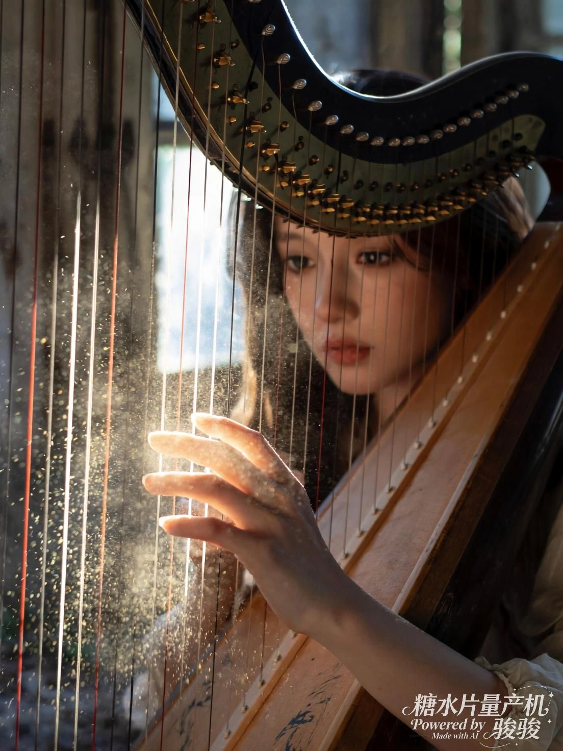 她穿行于喧嚣，白裙飘动，风携笑语掠过街巷