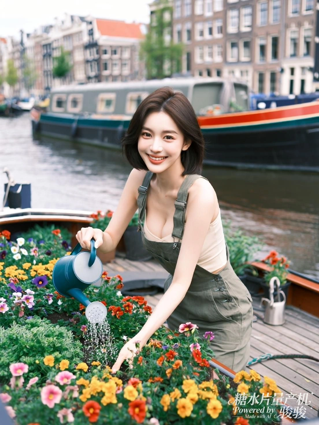 她与白狼相依，汗珠微光，野性在静默中与人共息